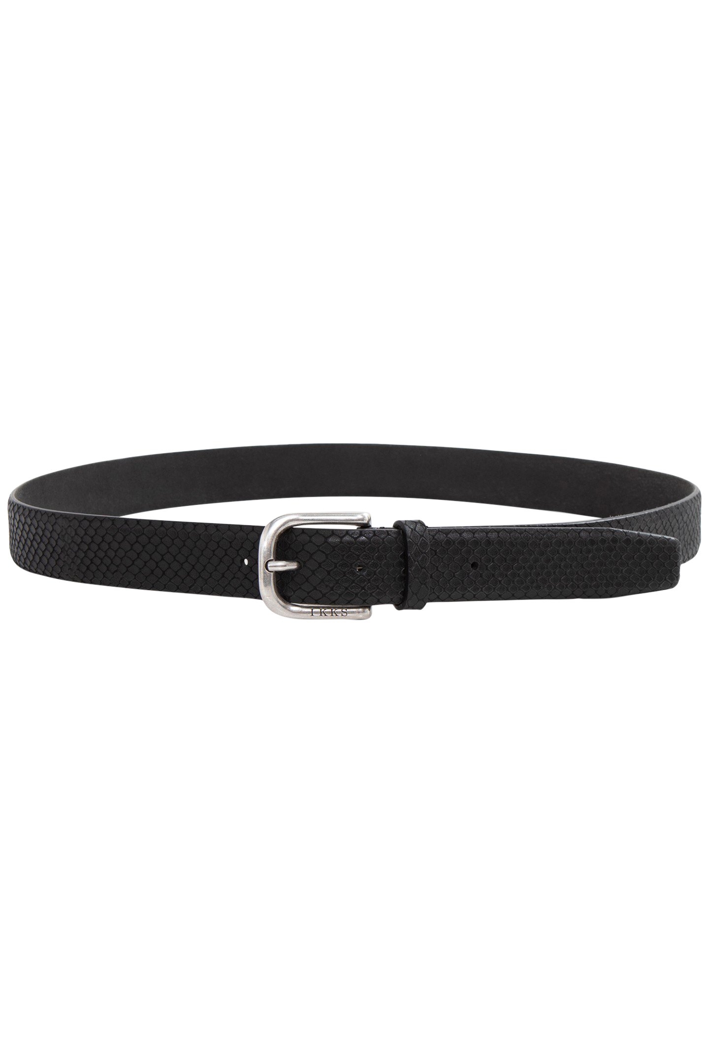 BLACK PYTHON-LOOK EMBOSSED LEATHER BELT 3
