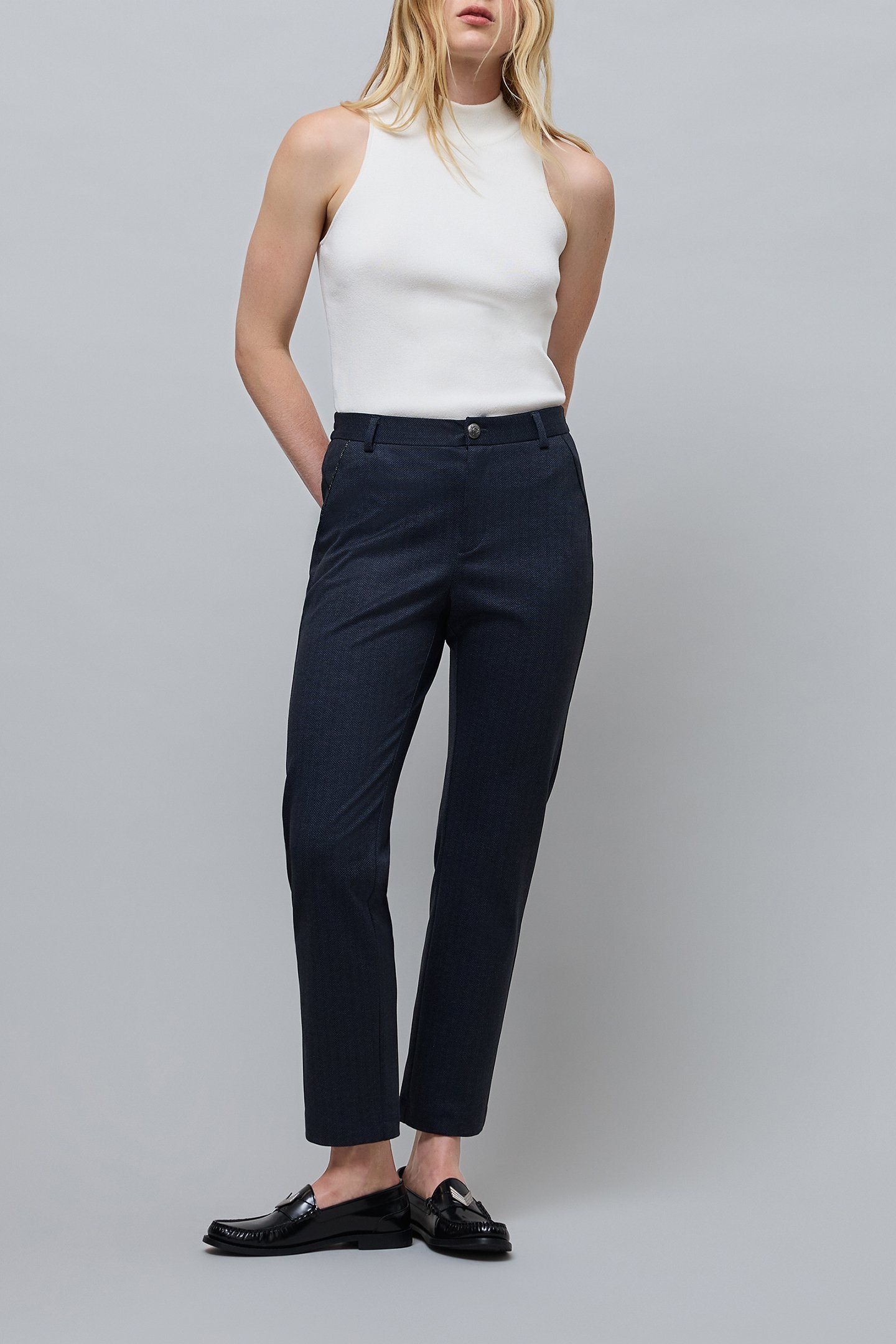 7/8TH NAVY HERRINGBONE SUIT PANTS 2