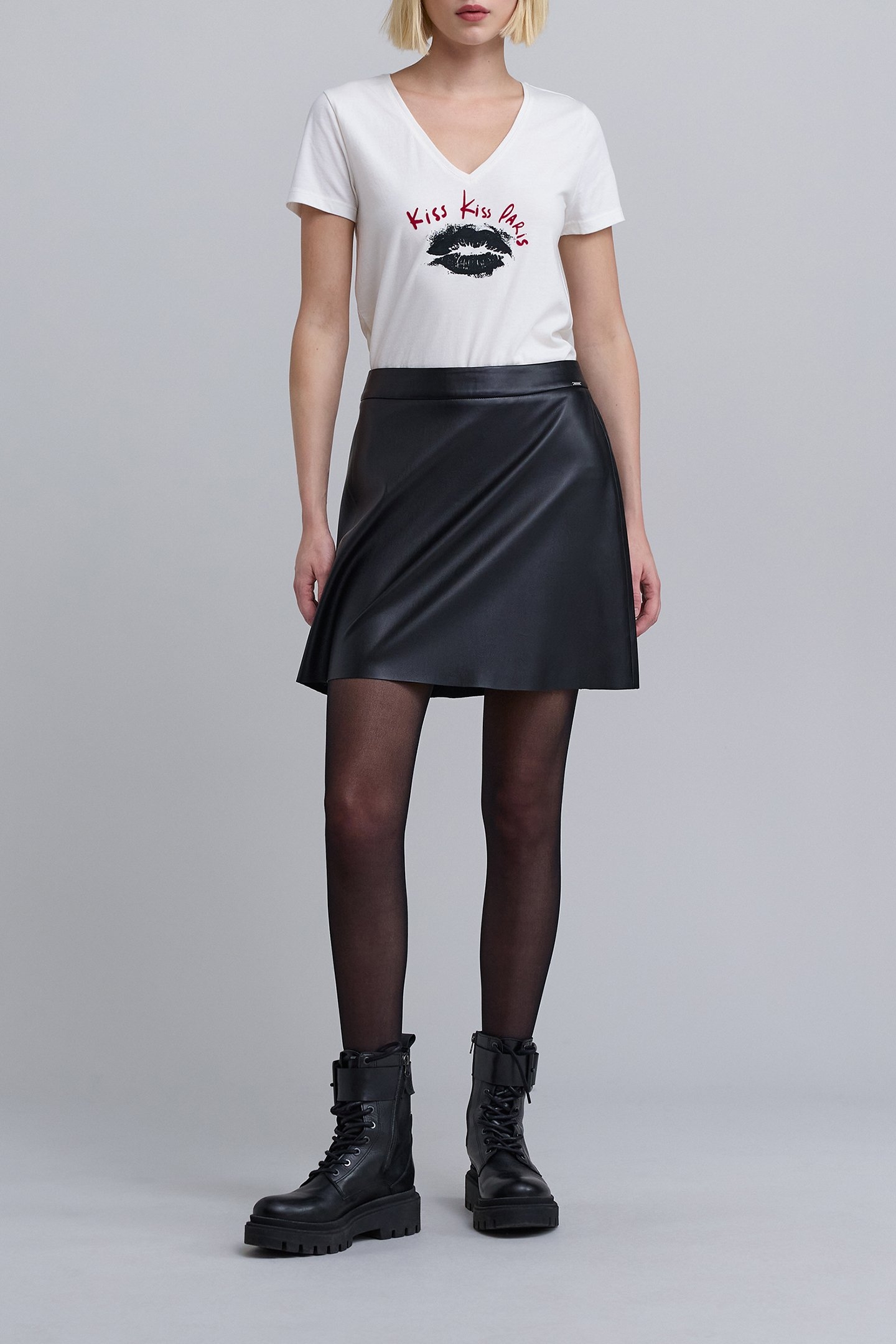 IVORY T-SHIRT WITH FLOCKED MESSAGE AND MOUTH FOR 3