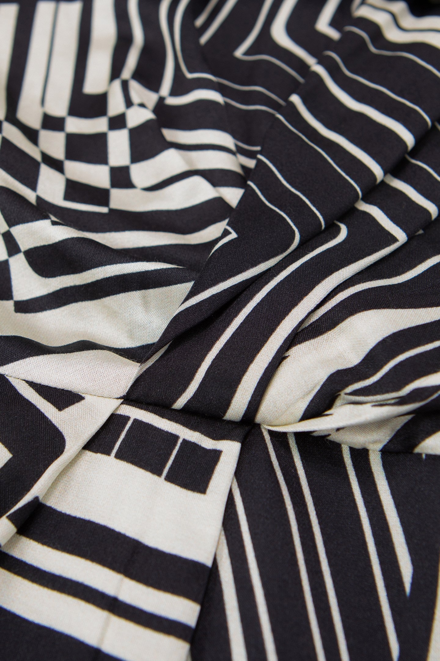 PURE EDITION-ART DECO GRAPHIC DRAPED BLACK DRESS 7