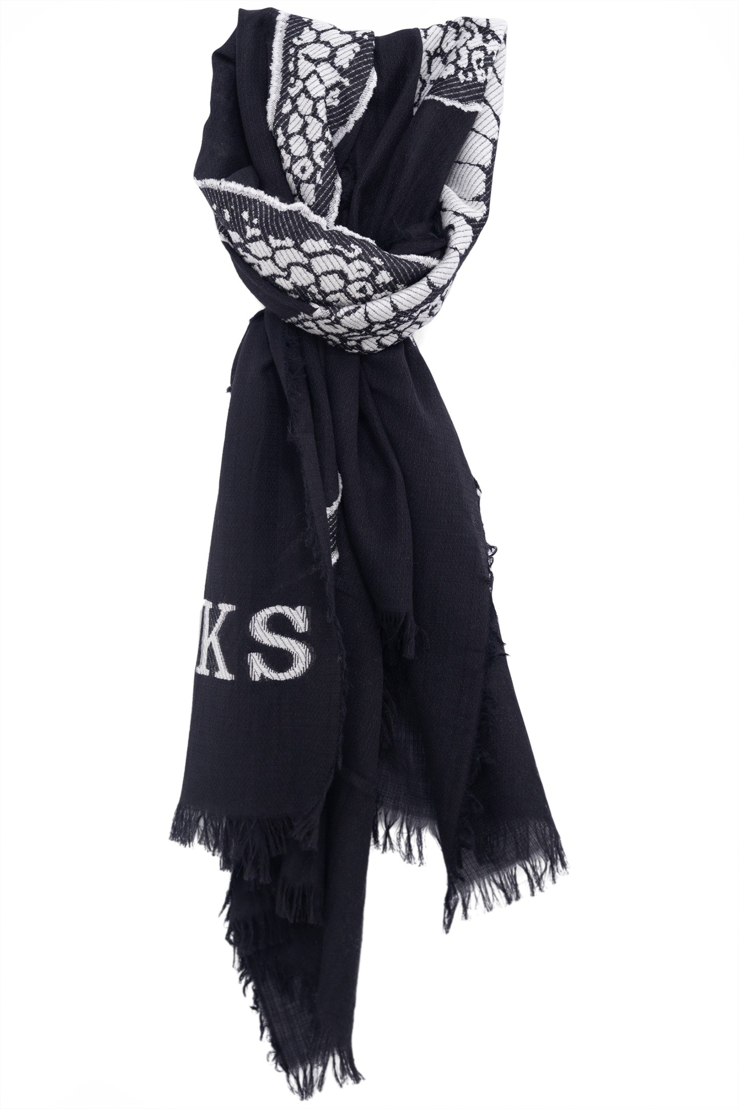 JACQUARD BLACK SCARF MAXI SNAKE ECRU 1