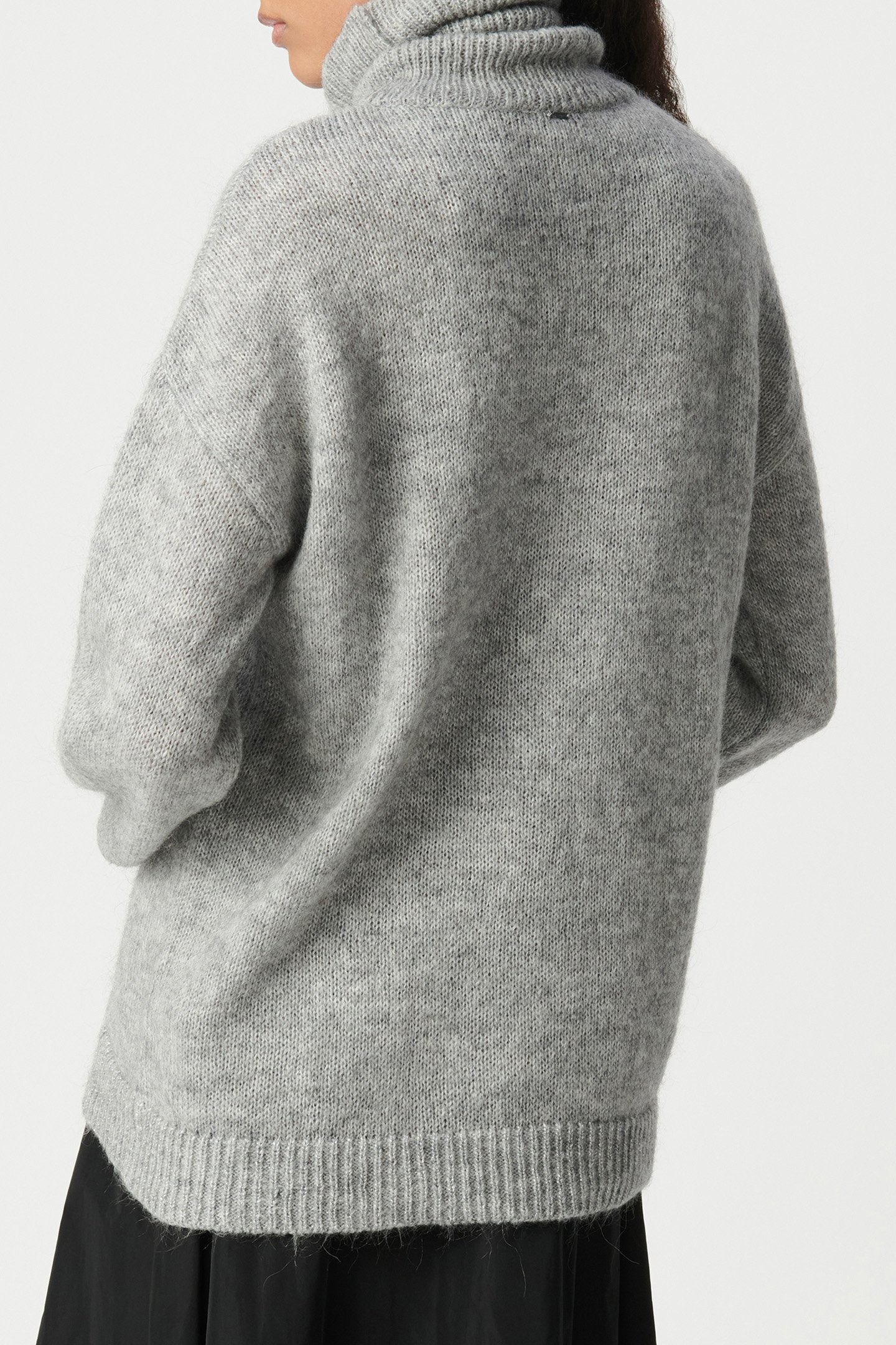 GREY TURTLENECK KNIT SWEATER WITH LUREX RIBBING 2