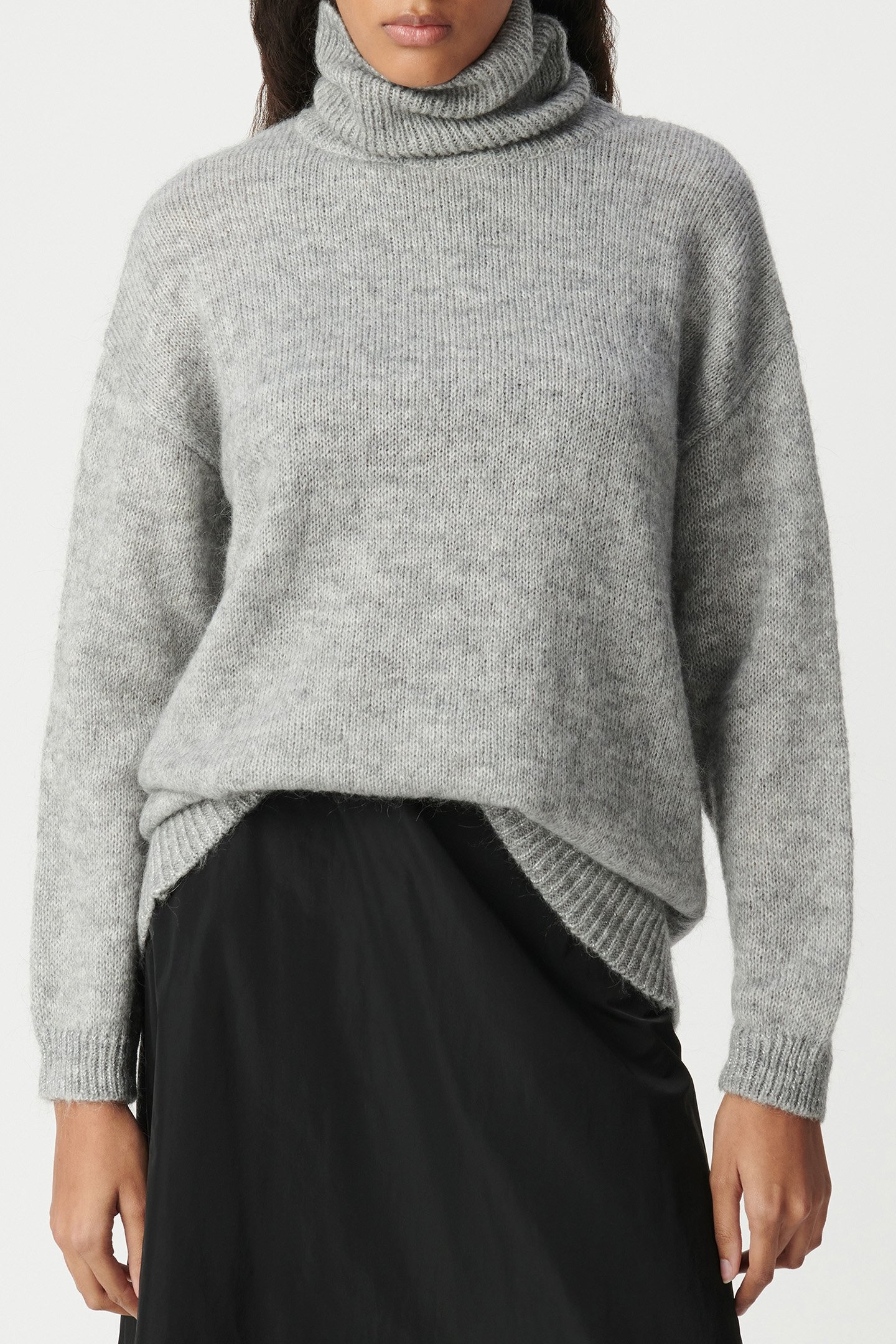 GREY TURTLENECK KNIT SWEATER WITH LUREX RIBBING 4