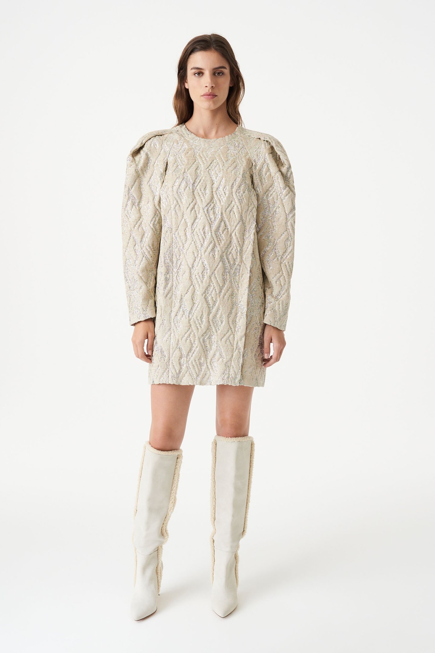 YAHRI DRESS ECRU/GREY 2