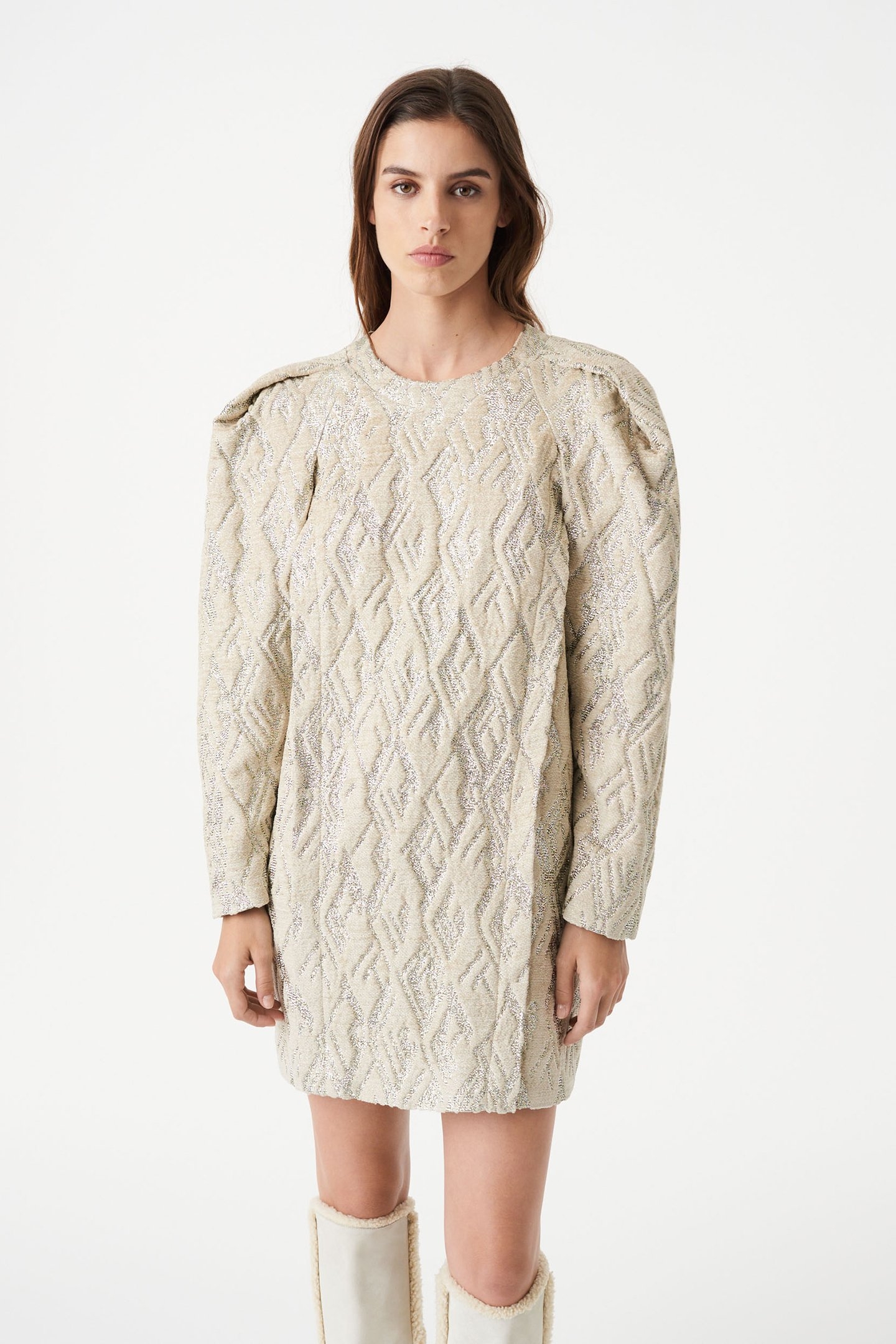 YAHRI DRESS ECRU/GREY 1