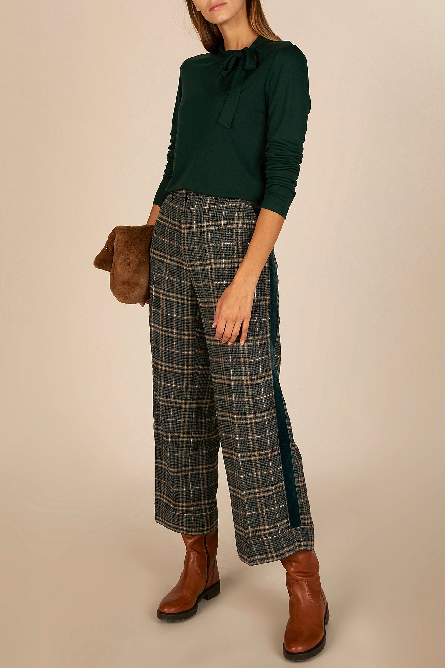 WIDE CHECKE PANTS GREEN 3