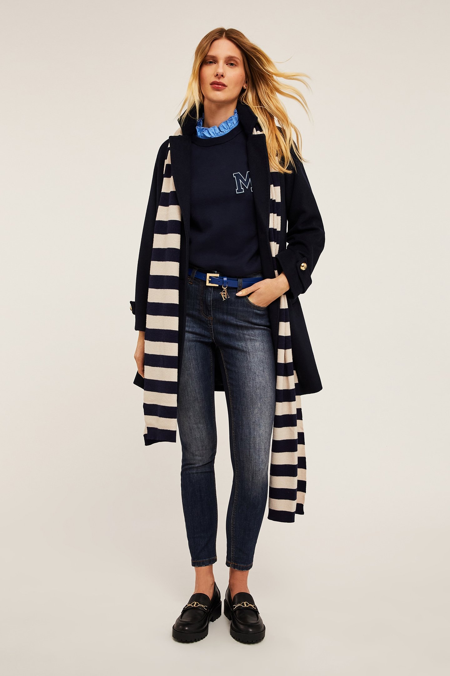 WOOL BLEND CLOTH PEA COAT BLUE 5