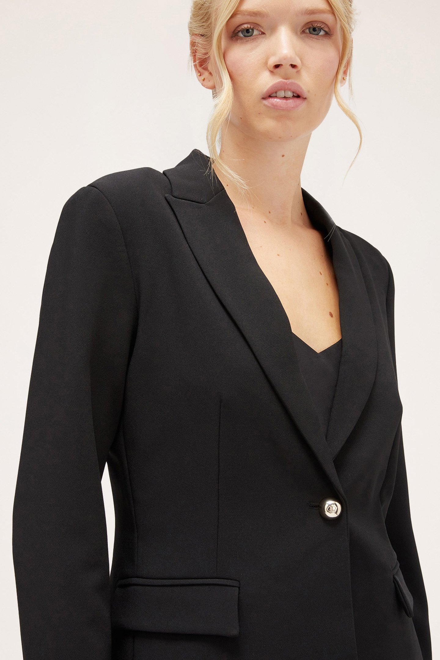 SINGLE-BREASTED CREPE FABRIC BLAZER BLACK 5