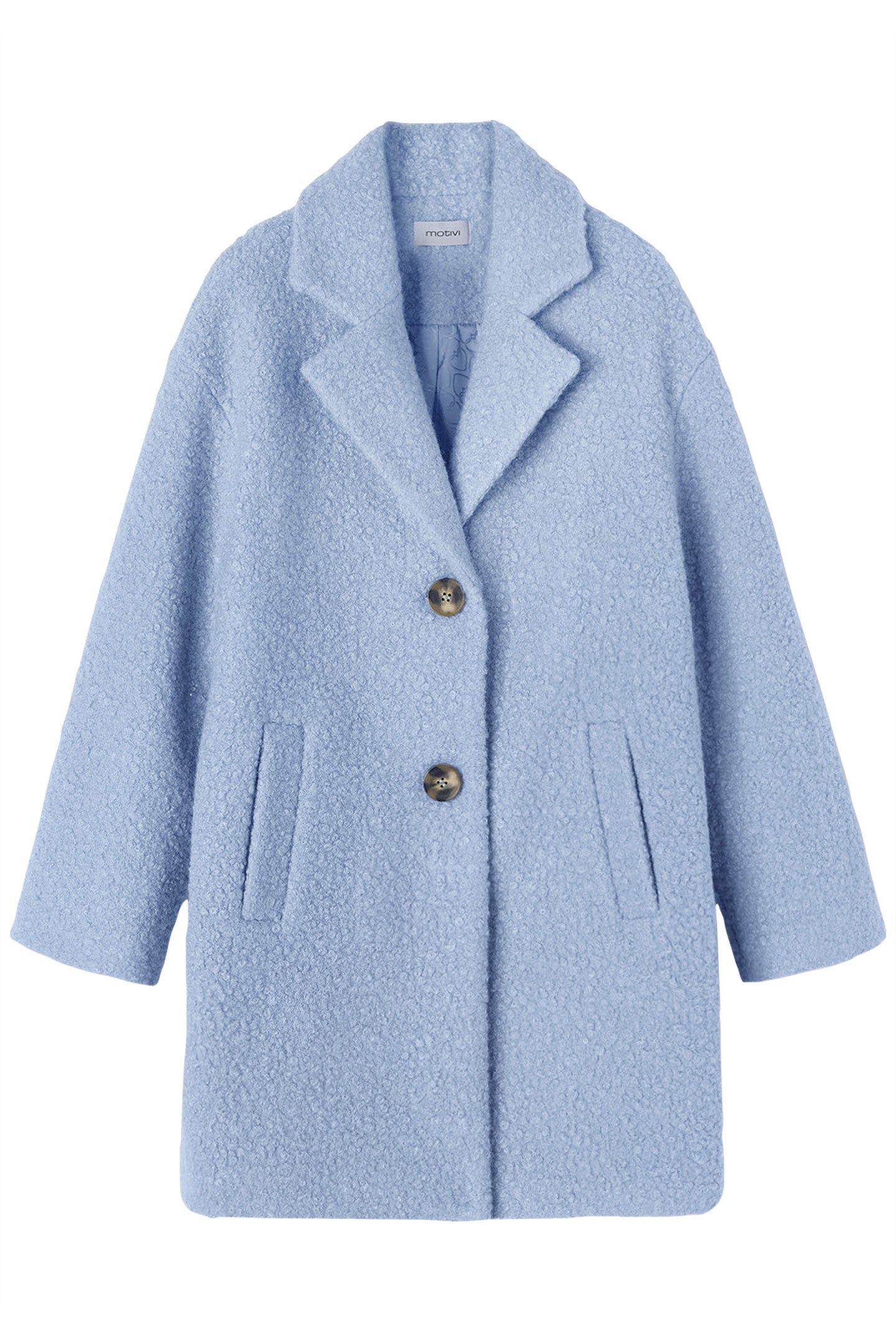 SINGLE-BREASTED BOUCLÉ CLOTH COAT SKY BLUE 4