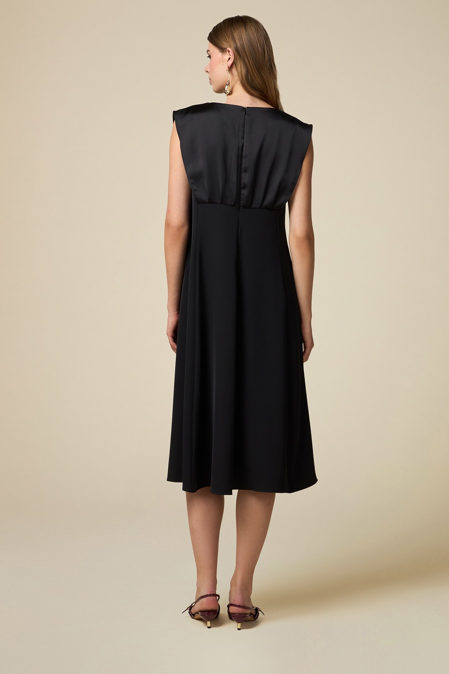 DUAL FABRIC MIDI DRESS BLACK 2