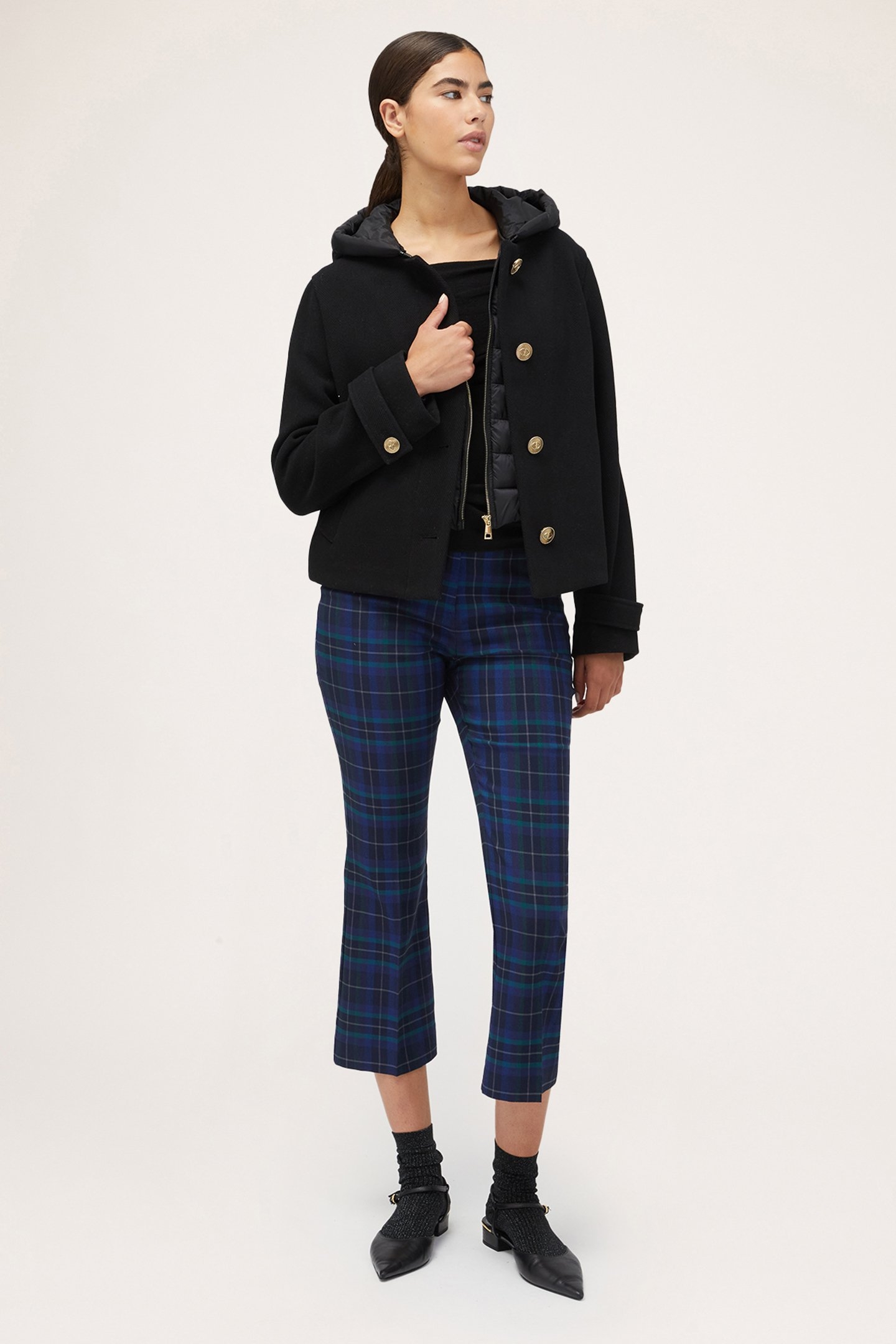 DUAL-FABRIC DOWN JACKET WITH HOOD BLACK 3