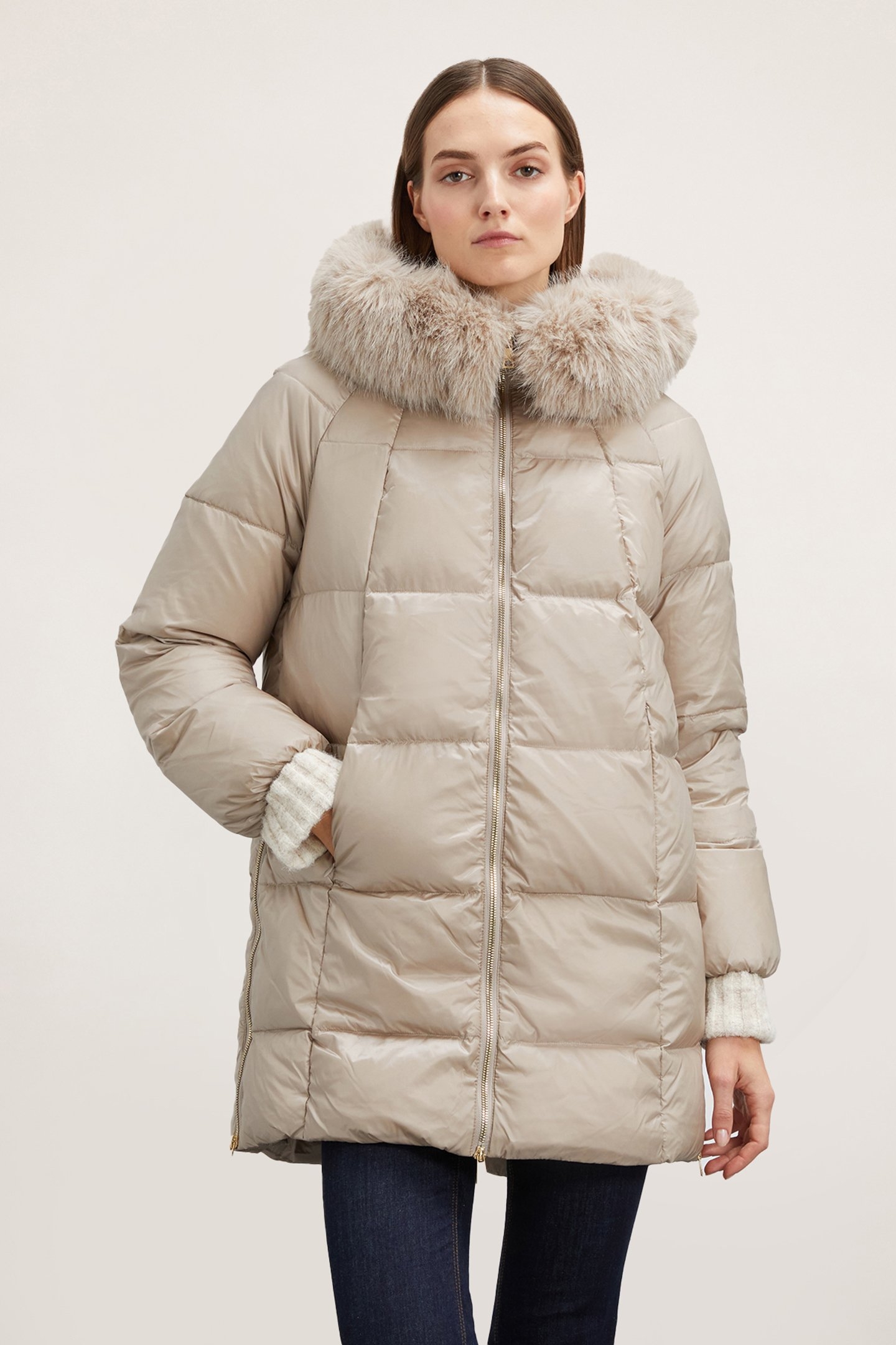 PADDED JACKET WITH HOOD BEIGE 1