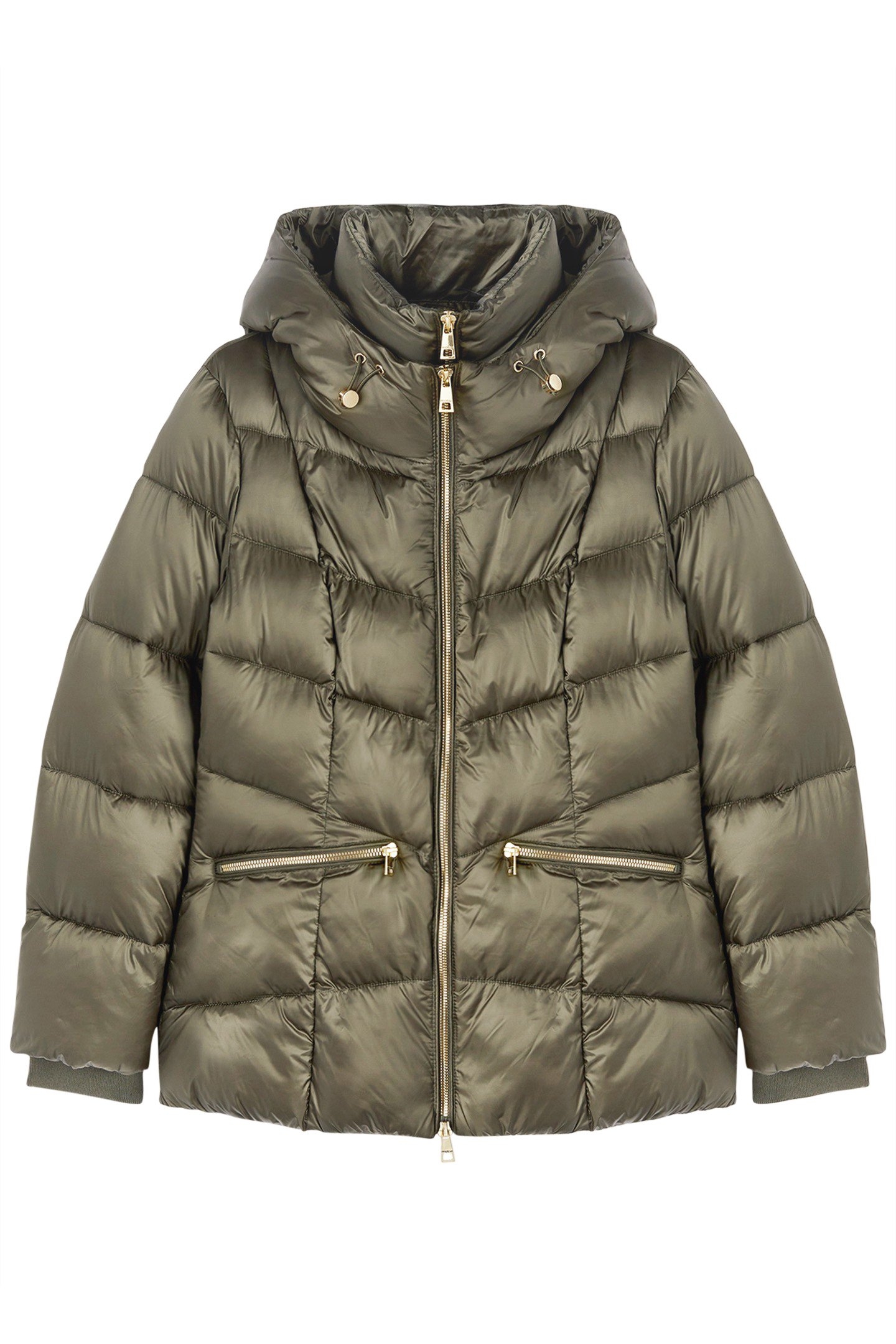 PADDED JACKET WITH HOOD AND DOUBLE ZIPPER MILITARY GREEN 4