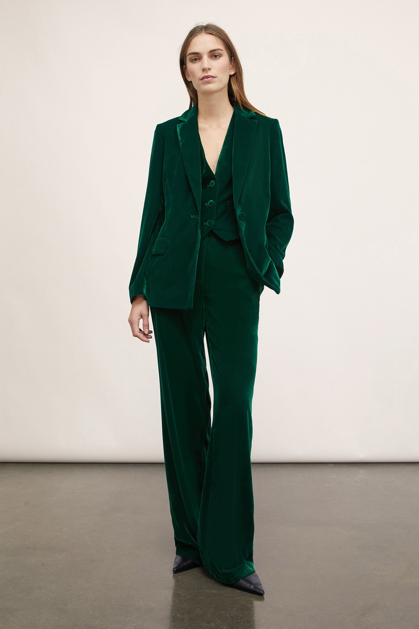 SMOOTH VELVET BLAZER JACKET GREEN 3