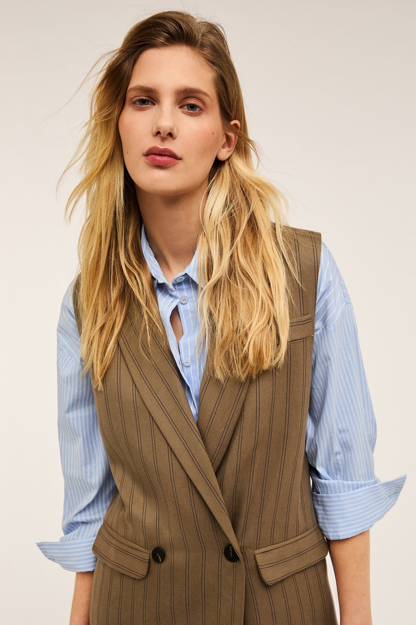 OVERSIZED PINSTRIPED WAISTCOAT LIGHT GREEN 4