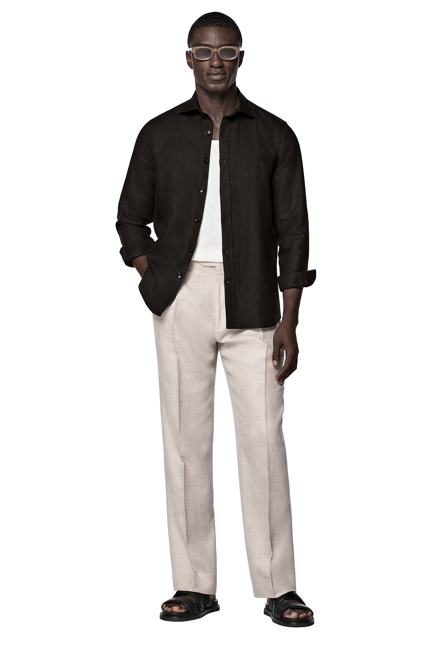 PURE LINEN D. BROWN OVERSHIRT DARK BROWN 2