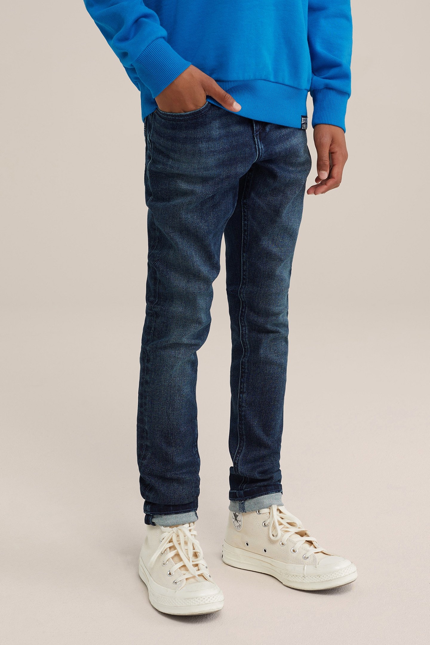 5-POCKET MID WAIST DARK BLUE 1