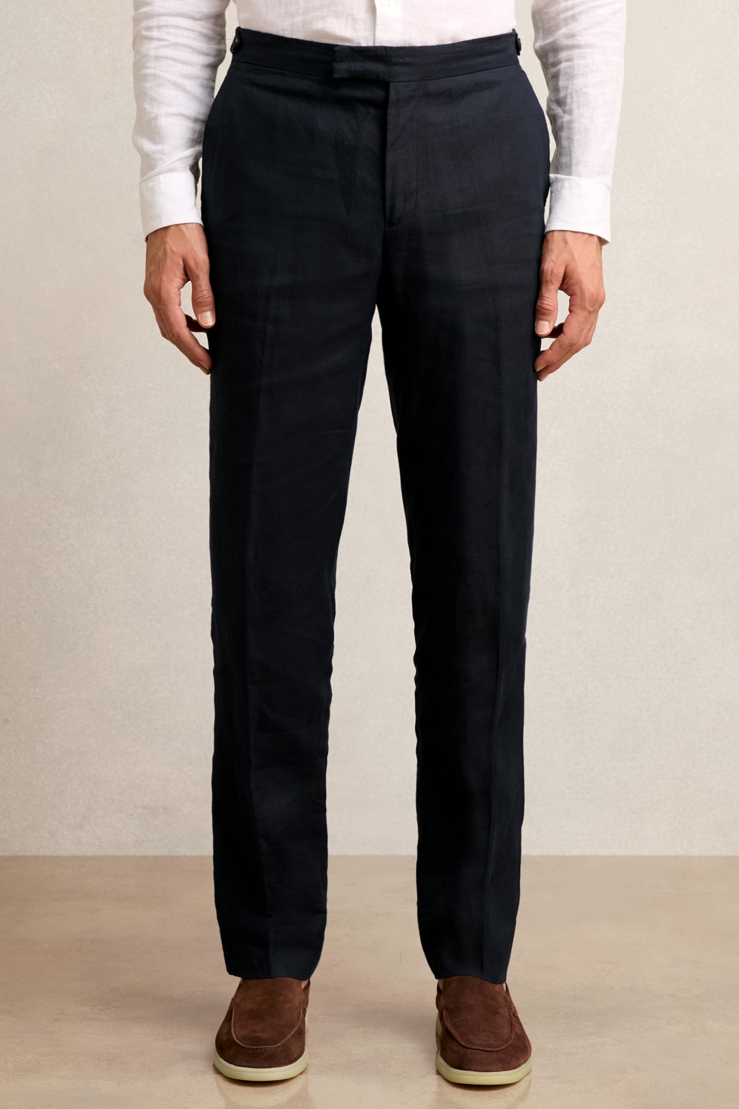 LINEN SLIM MIXER TROUSER NAVY 1