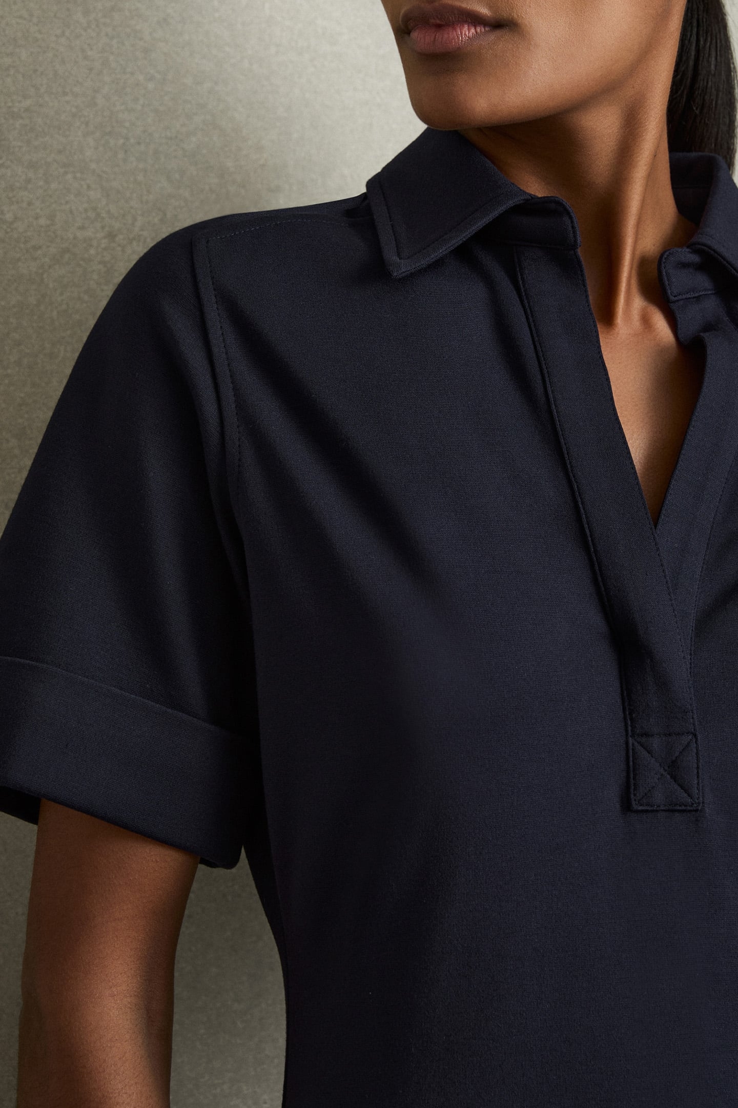 JERSEY COLLARED BODYCON DRESS NAVY 5