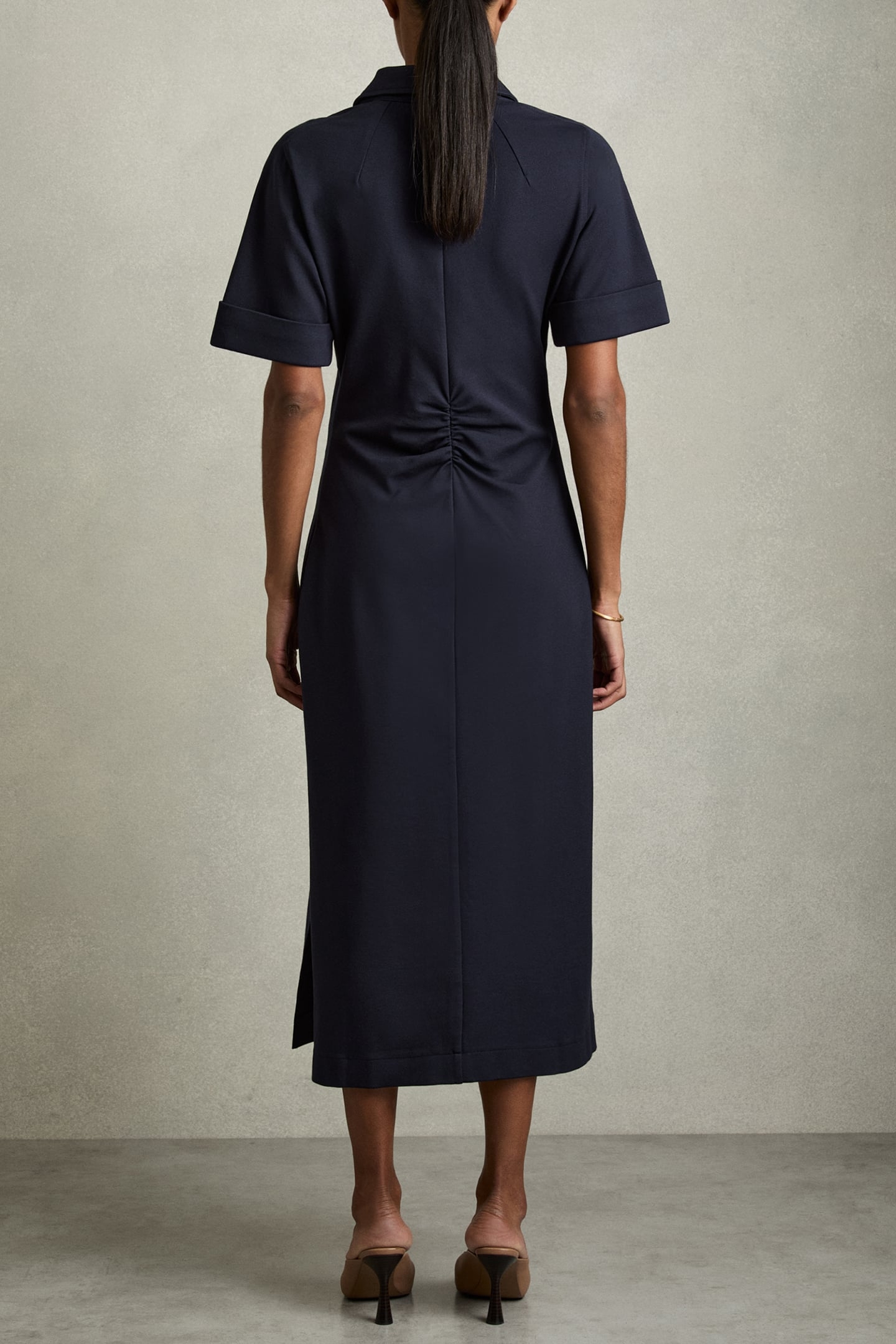 JERSEY COLLARED BODYCON DRESS NAVY 2