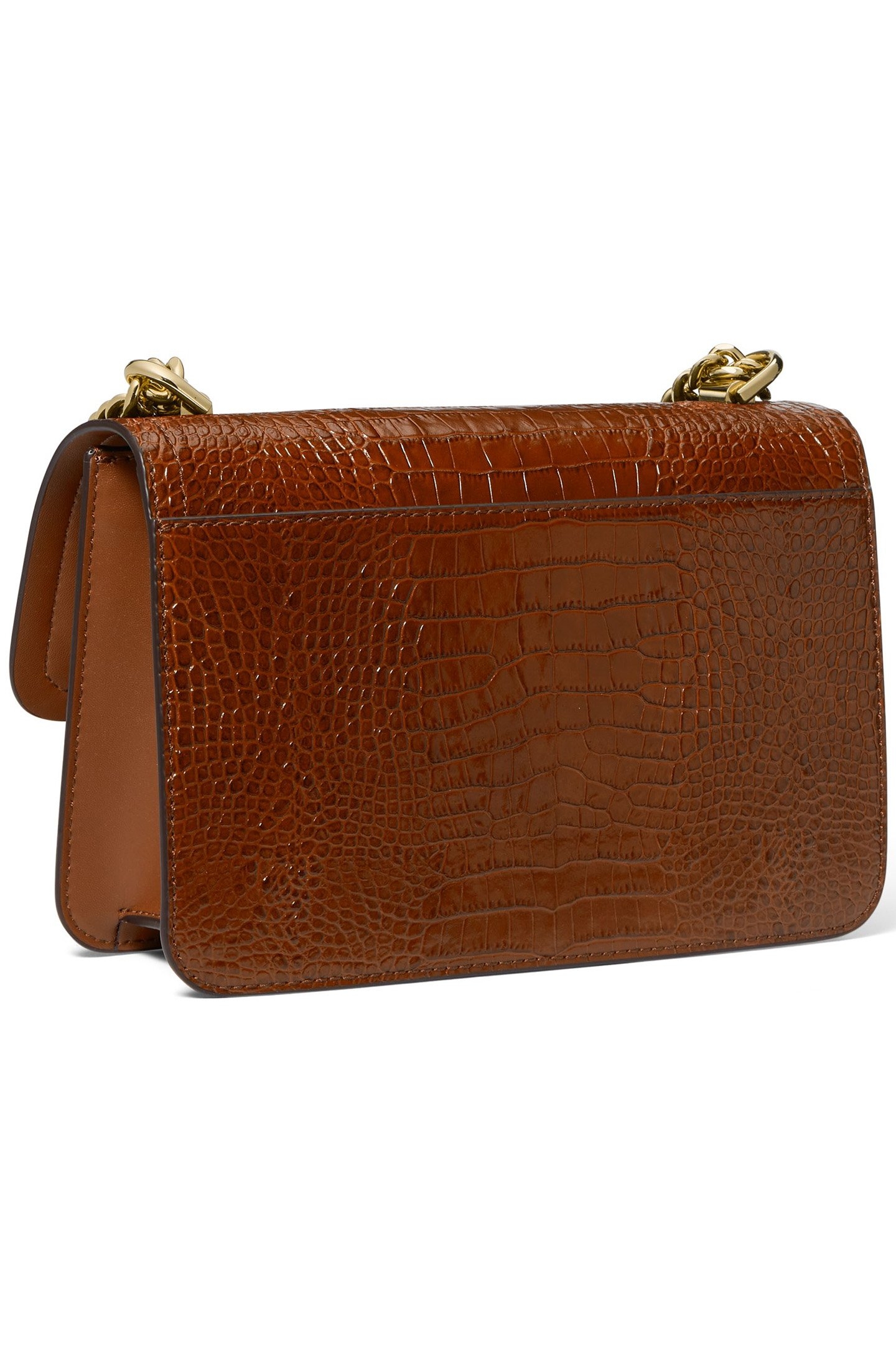 LEATHER SHOULDER BAG WITH CHAIN DETAIL IN BROWN 3