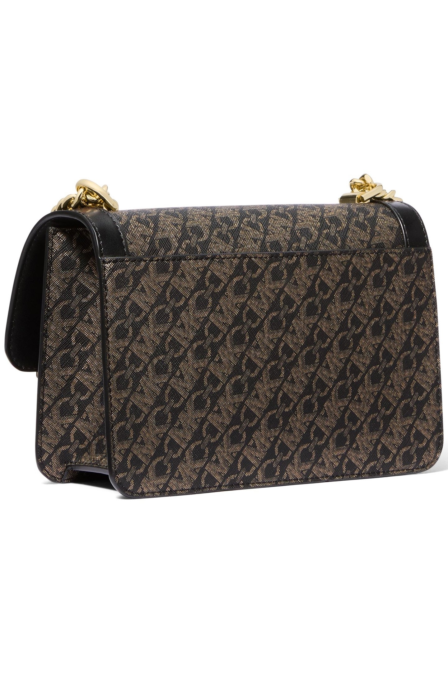 SHOULDER BAG WITH CHAIN DETAIL IN BLACK AND GOLD 3