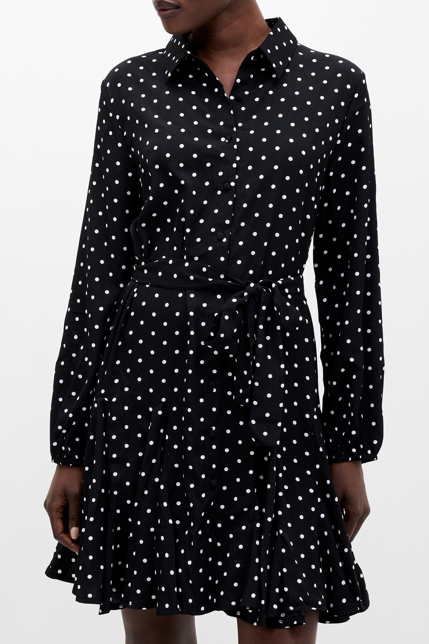 POLKA DOT SWING DRESS BLACK/WHITE 1