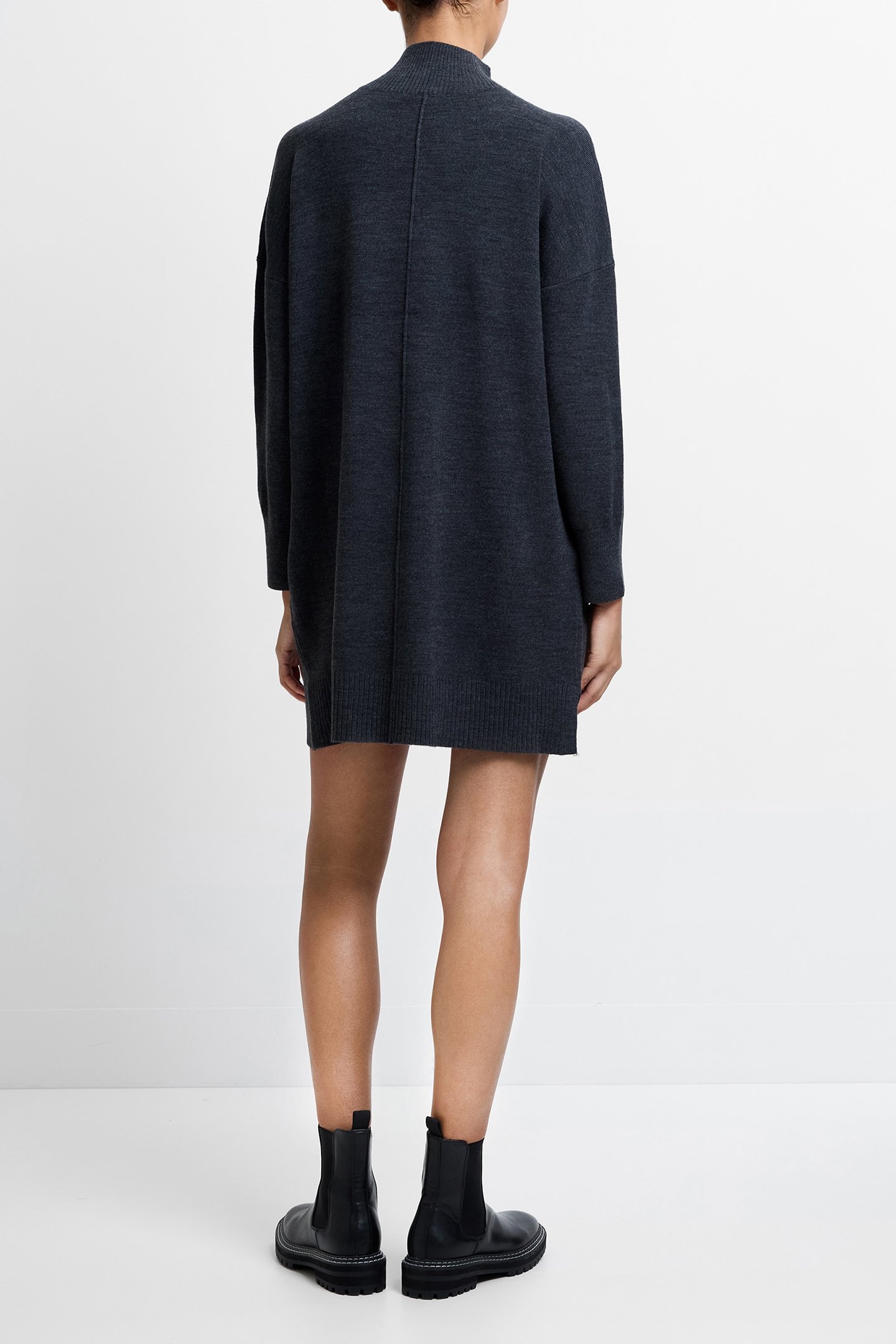 BABYSOFT ROLL NECK KNIT DRESS CHARCOAL MEL 3