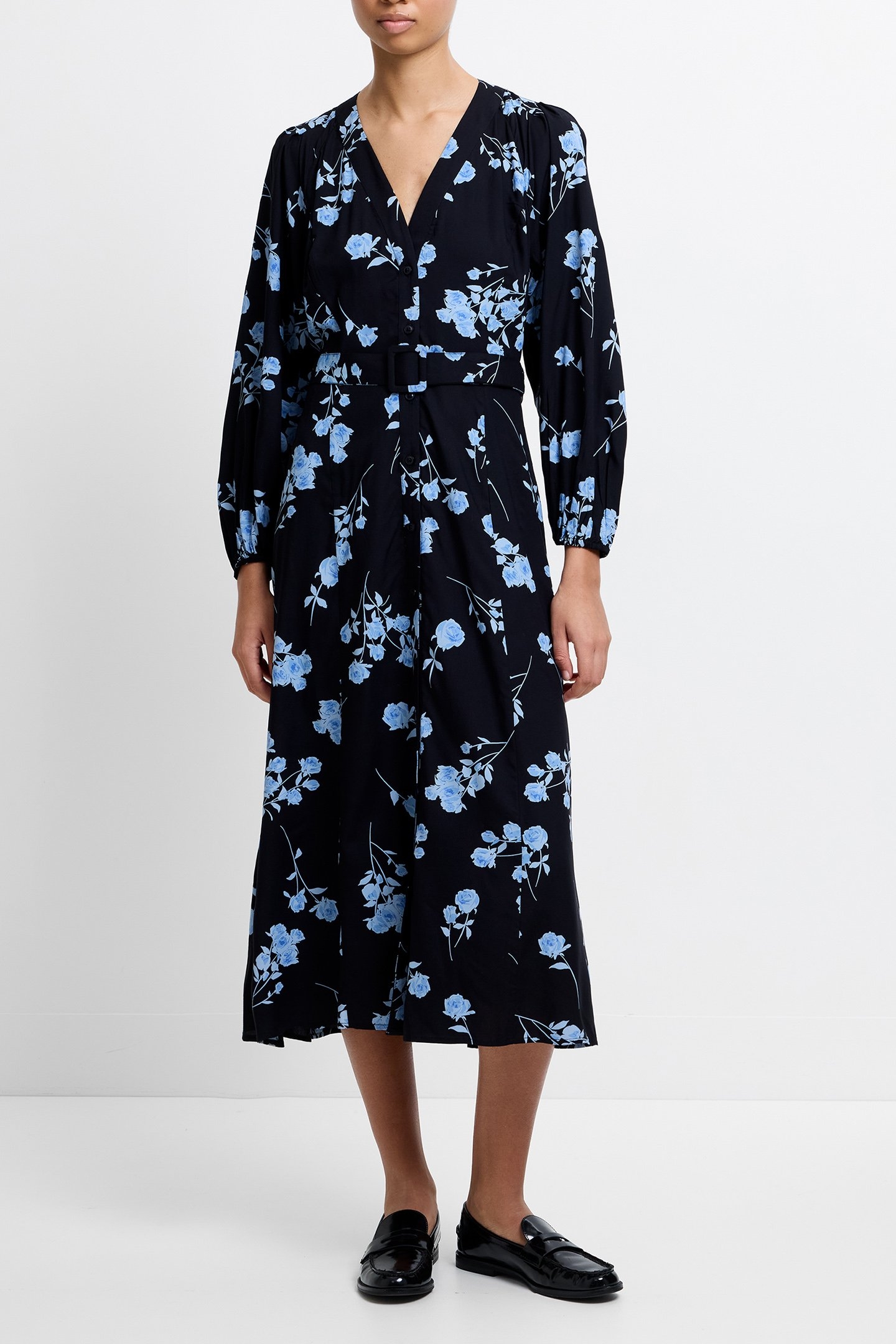 ALLESSANDRA BELT DRESS LS M BLACKOUT/BLUE 1