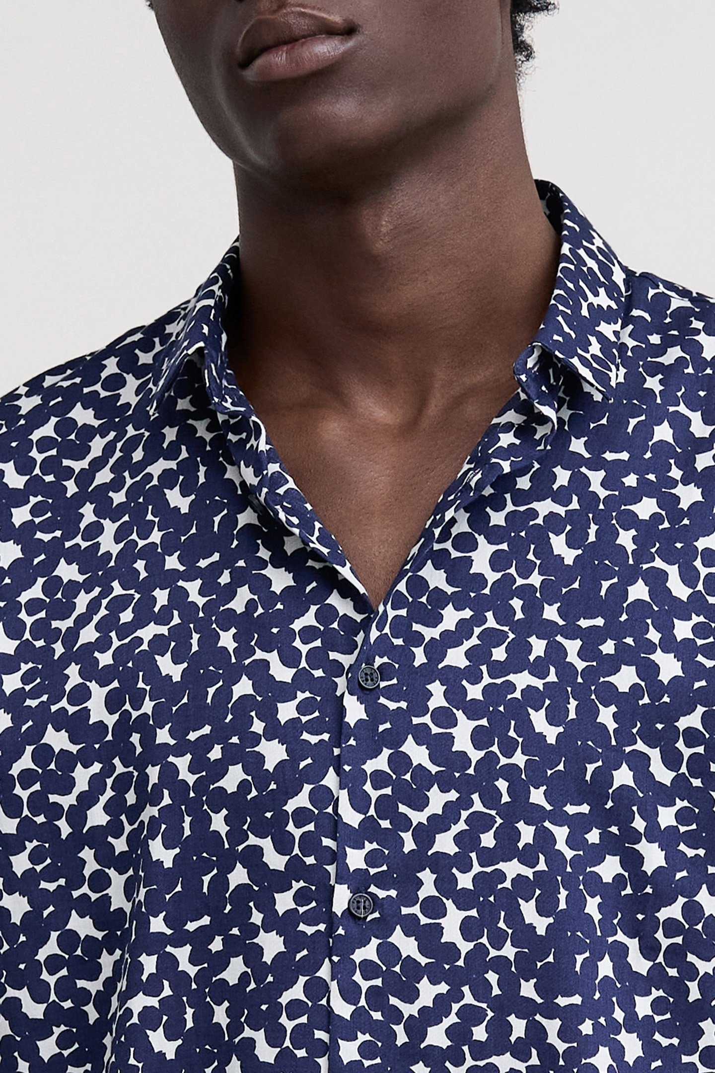 SLIM NAVY POLKA DOT PRINT SHIRT NAVY 6