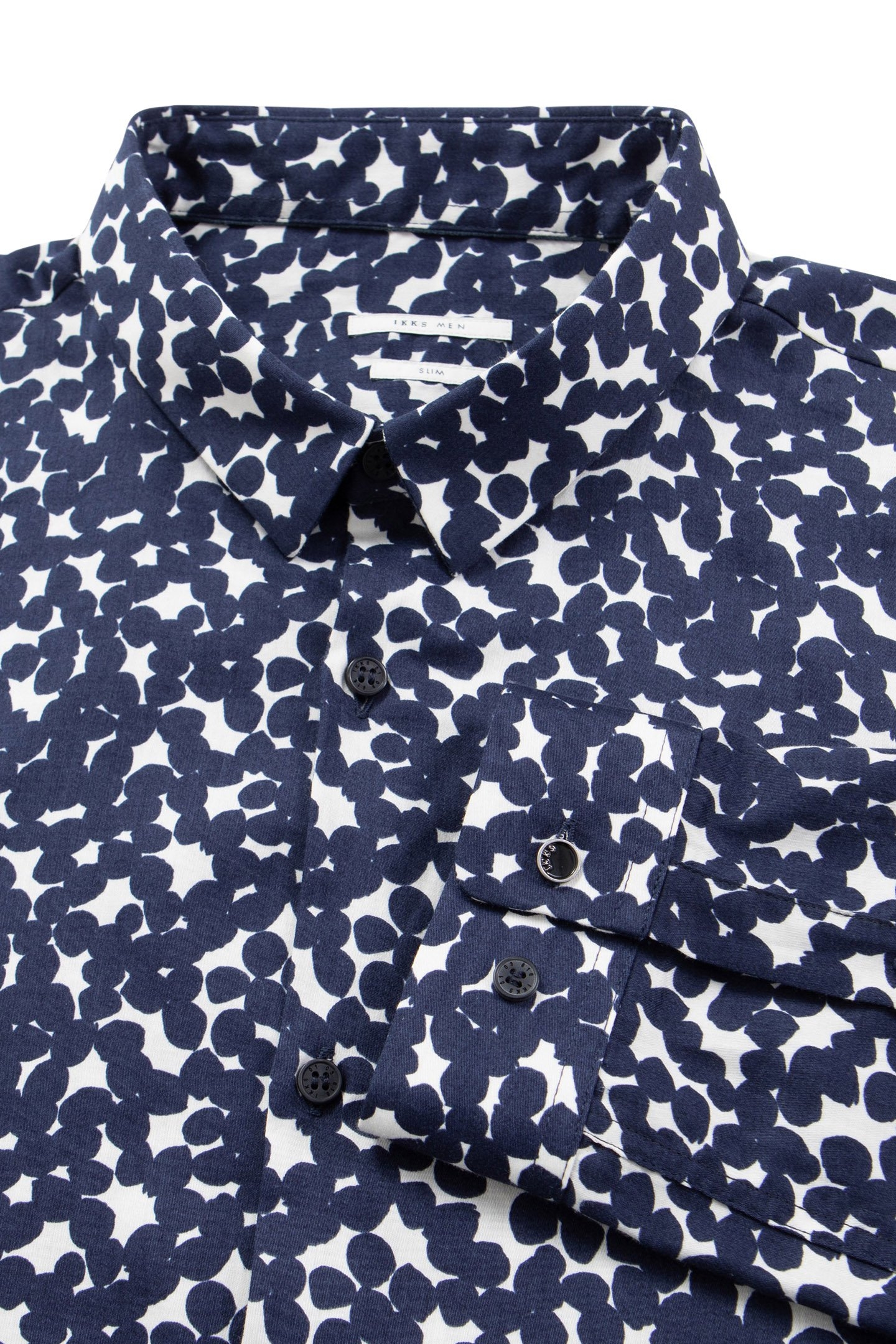 SLIM NAVY POLKA DOT PRINT SHIRT NAVY 7