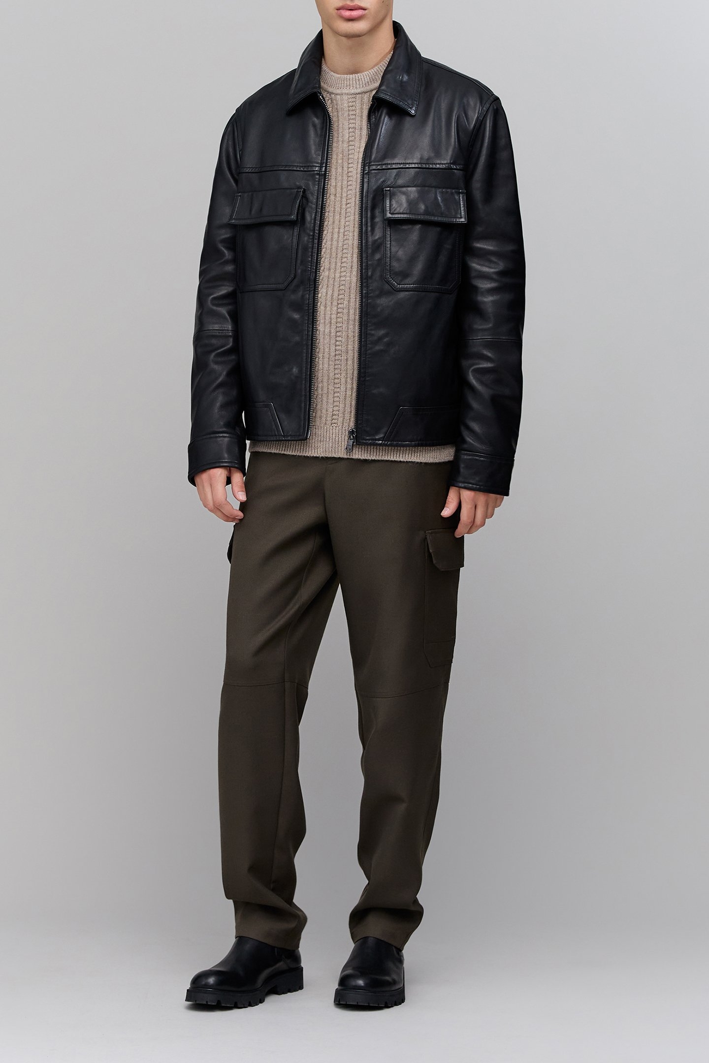 LWG-CERTIFIED BLACK LEATHER JACKET BLACK 3