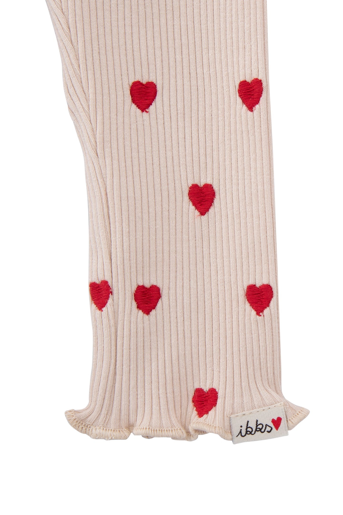 LEGGINGS ECRU EMBROIDERED HEARTS BABY GIRL 4