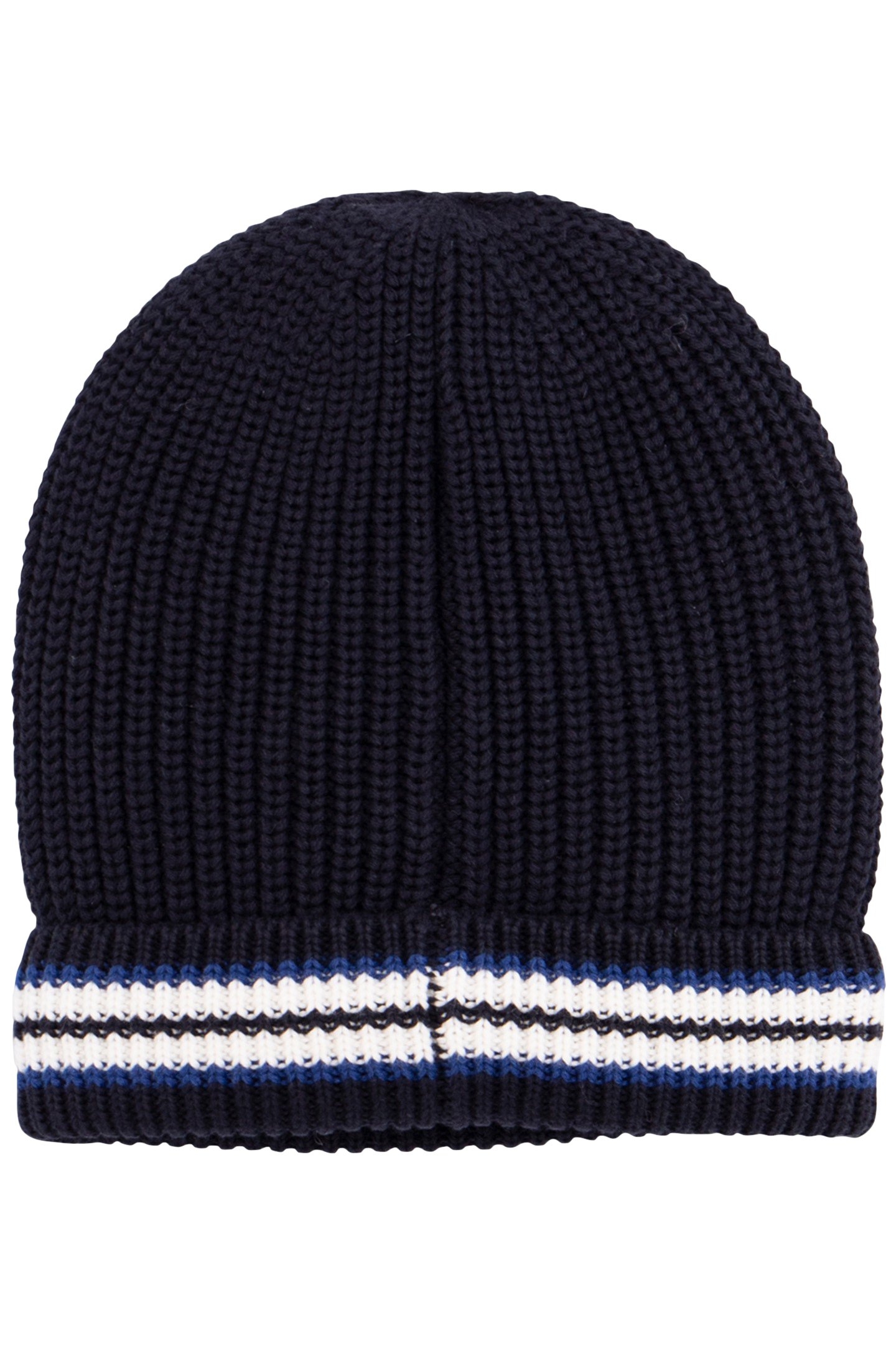 BABY BOY NAVY KNITTED HAT WITH STRIPES FILLING 2