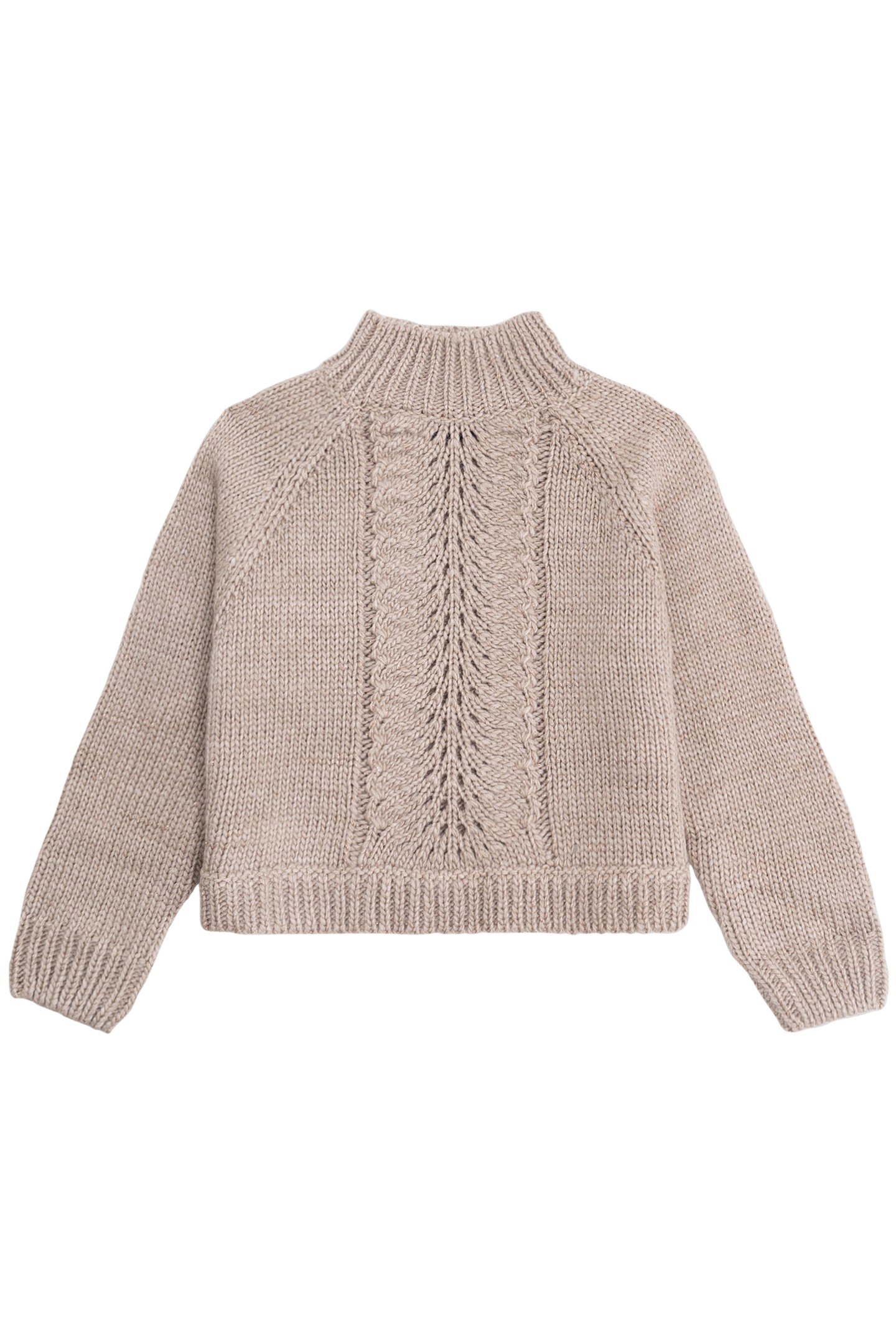GIRL'S BEIGE OPENWORK KNIT SWEATER 1