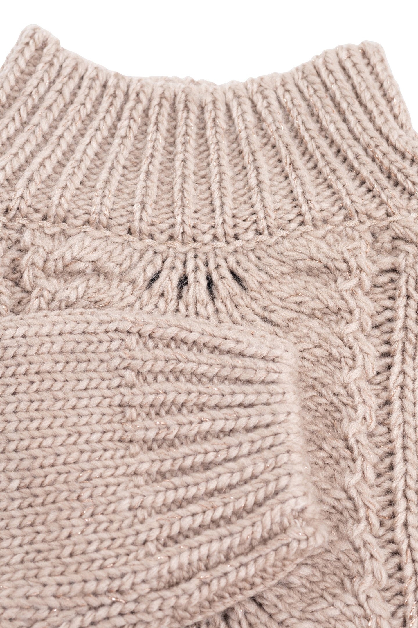 GIRL'S BEIGE OPENWORK KNIT SWEATER 4