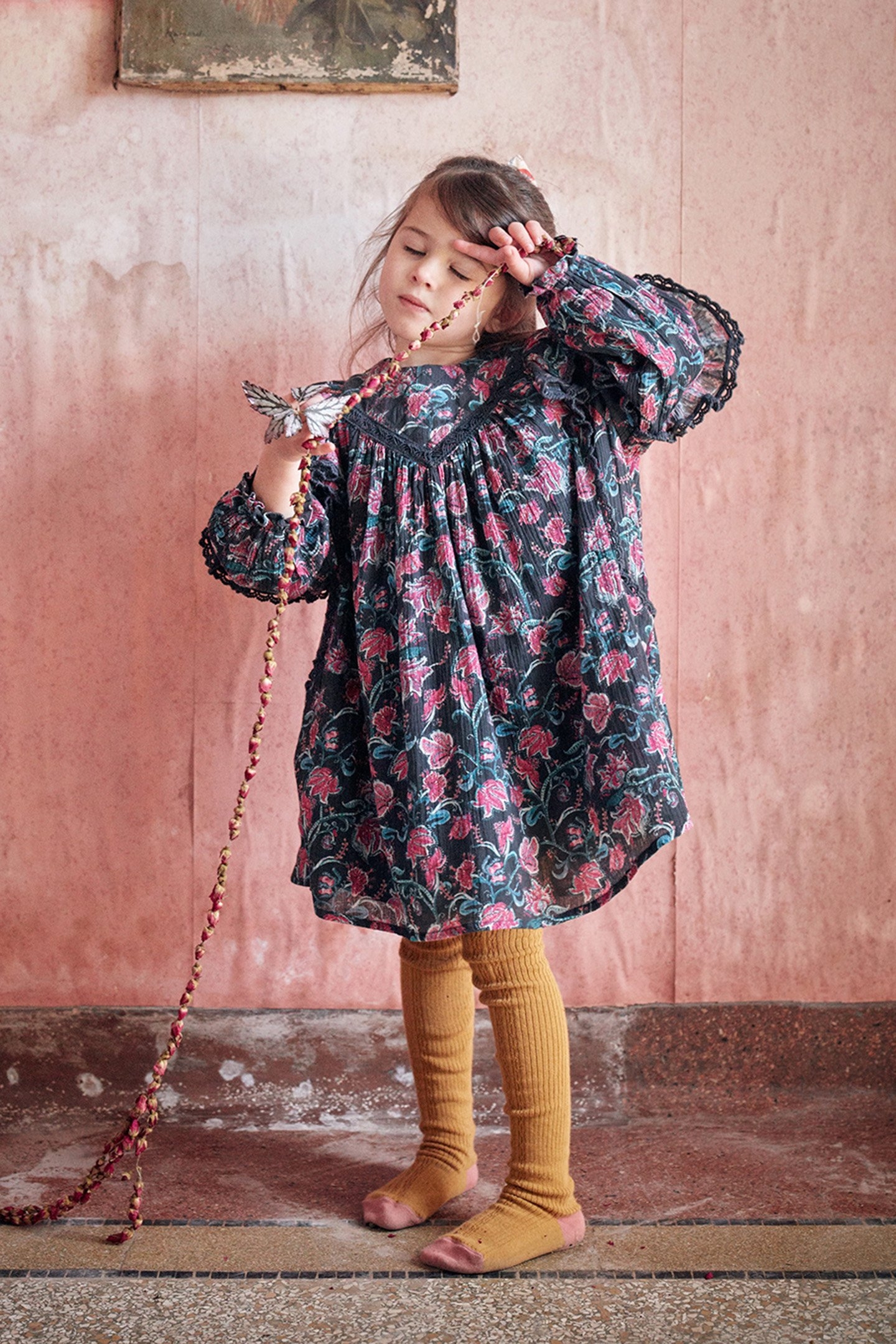 DRESS LARA CHARCOAL WILDFLOWERS 1