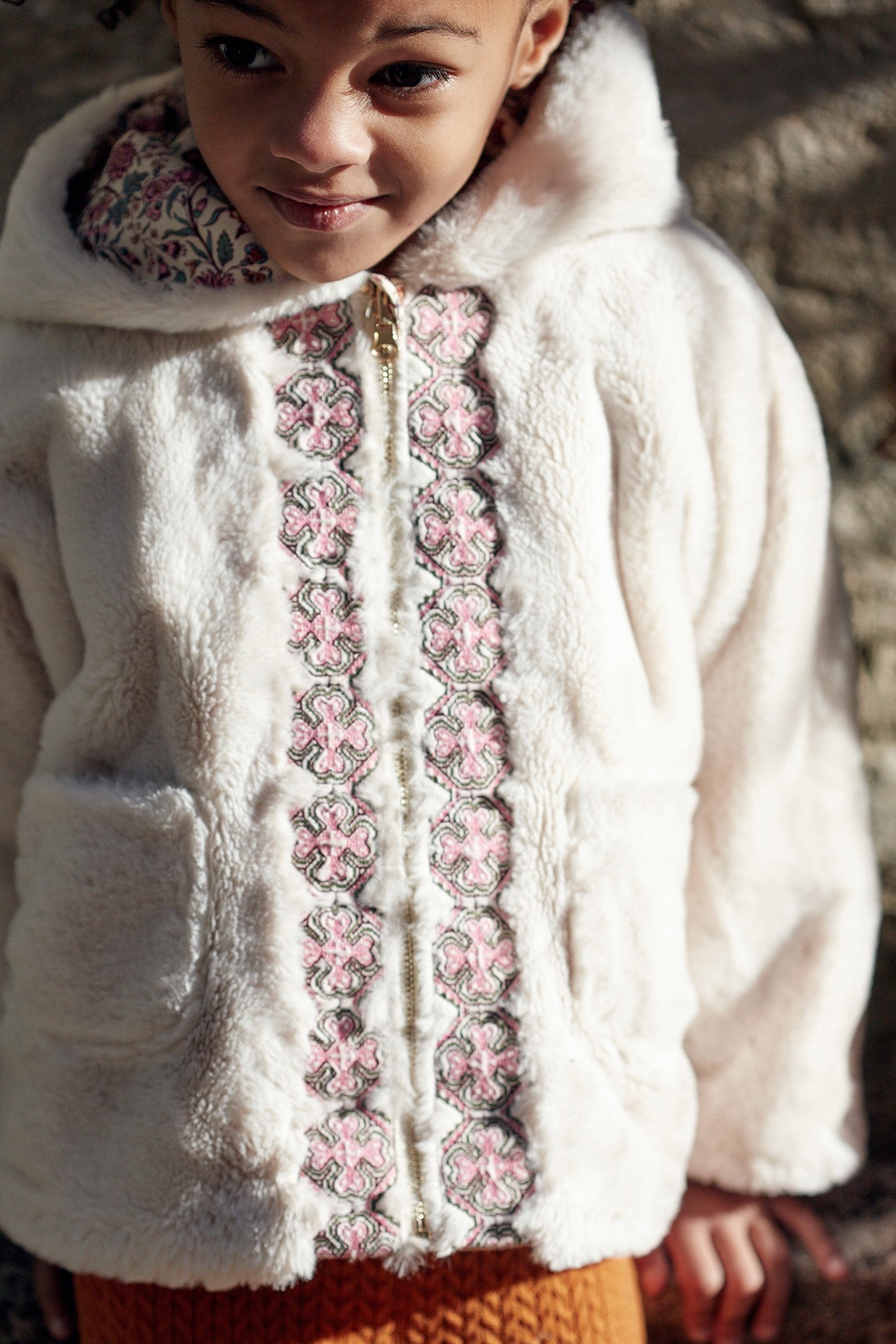 REVERSIBLE COAT FELVET CREAM SAVAGE GARDEN 4