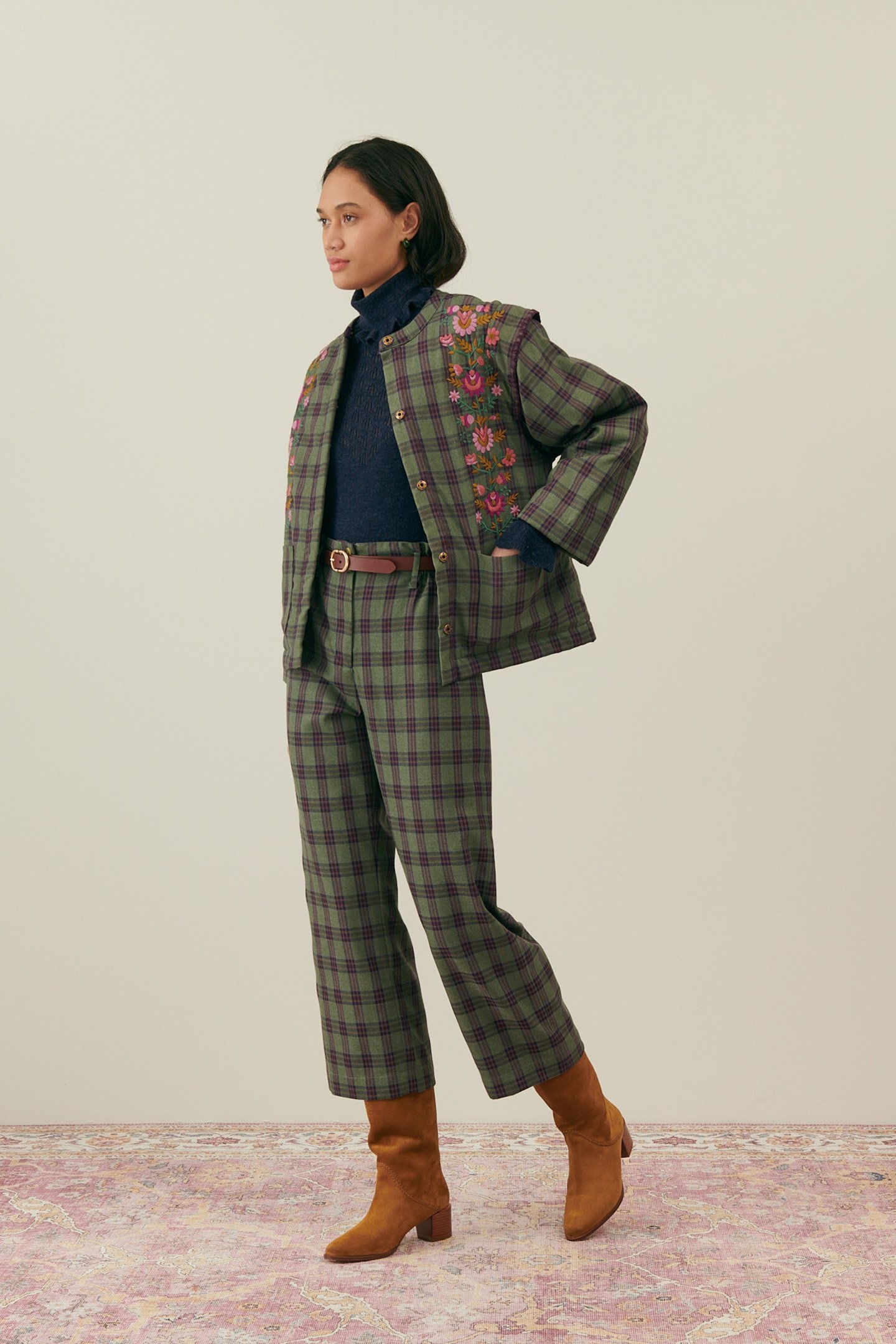 PANTS ABUELA GREEN TARTAN 4