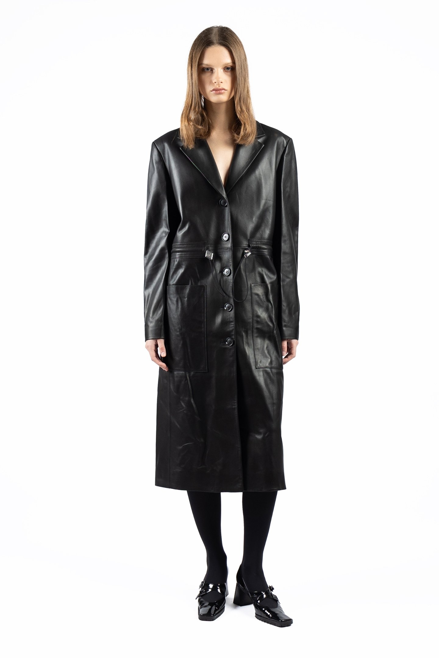 LONG LEATHER COAT BLACK 1