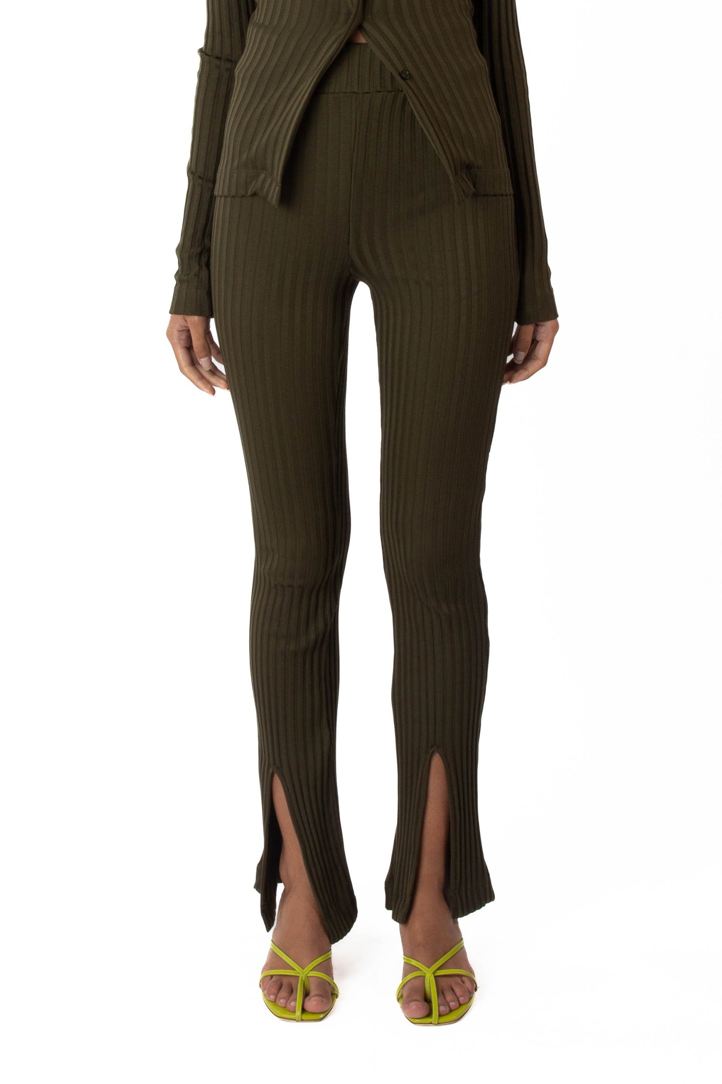 RIBBED PANTS KHAKI 1