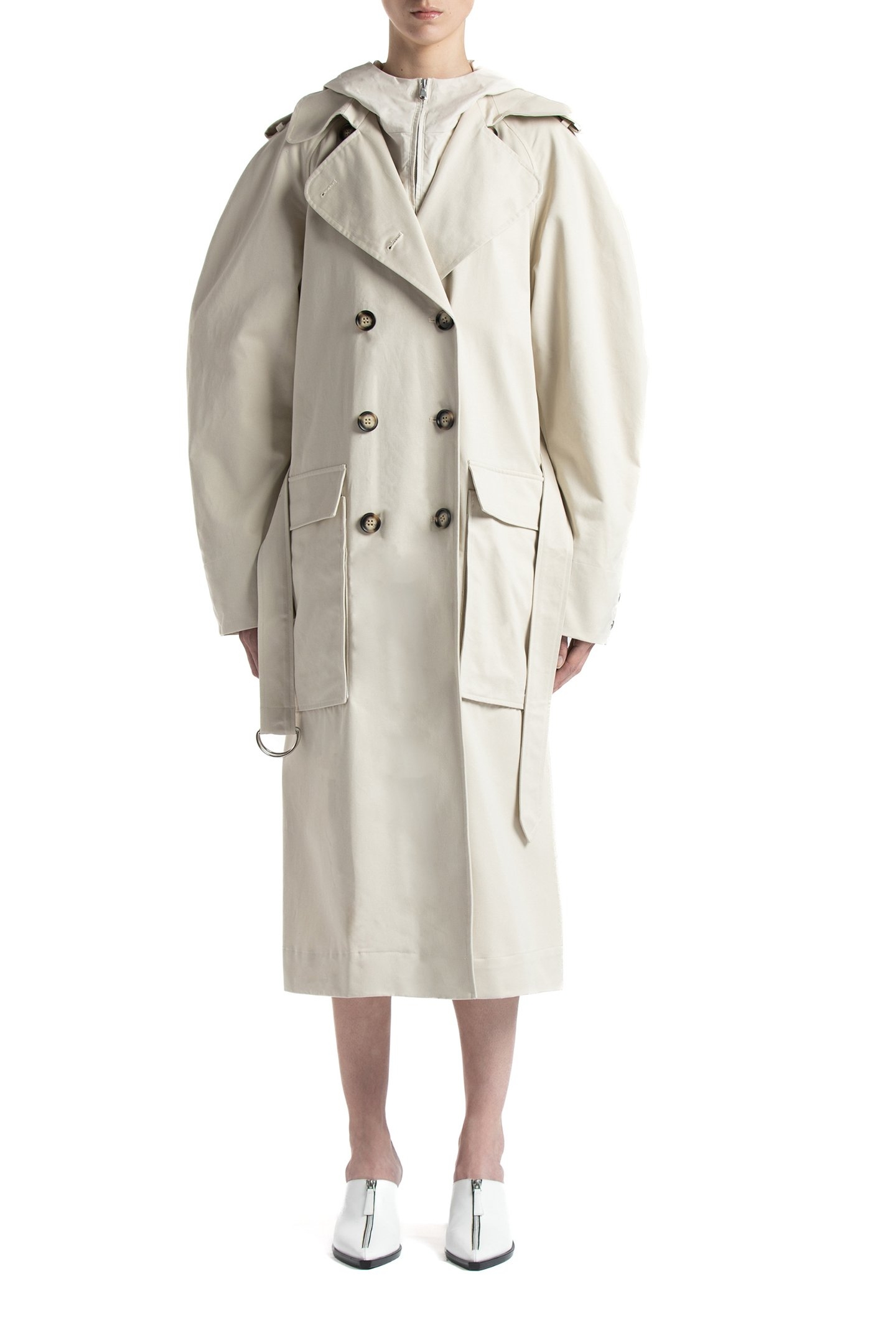 GABARDINE HOODED TRENCH BEIGE 1