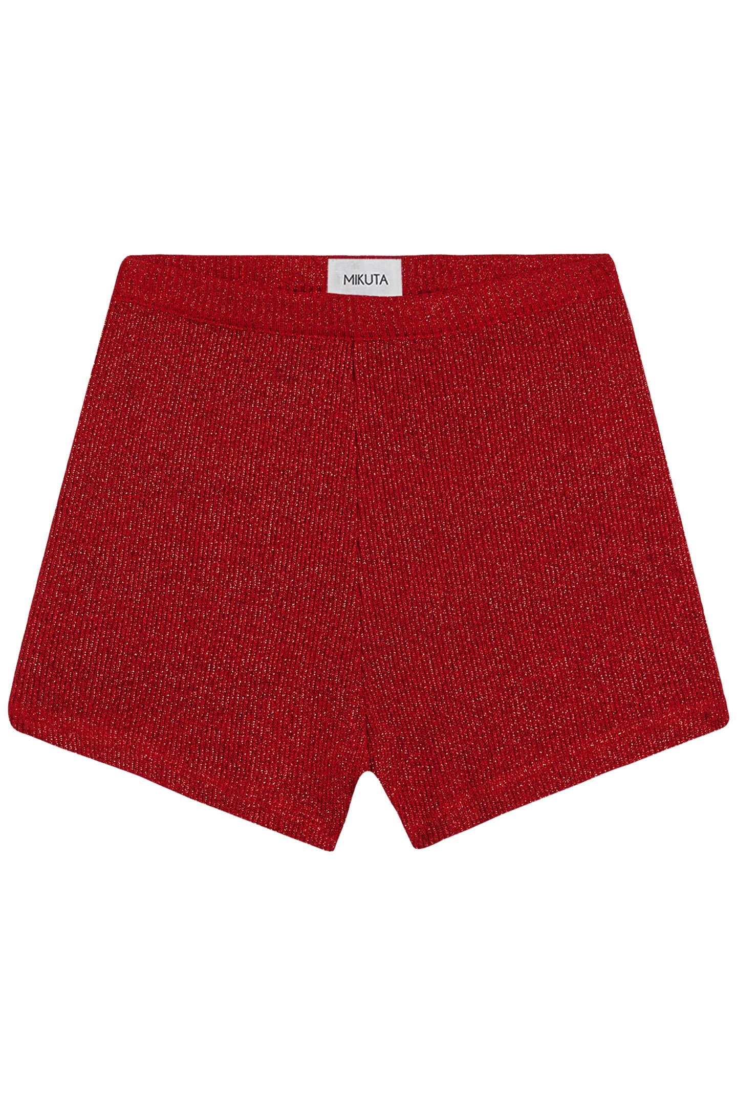 THE RED GLITTER RIBBED SHORTS 1