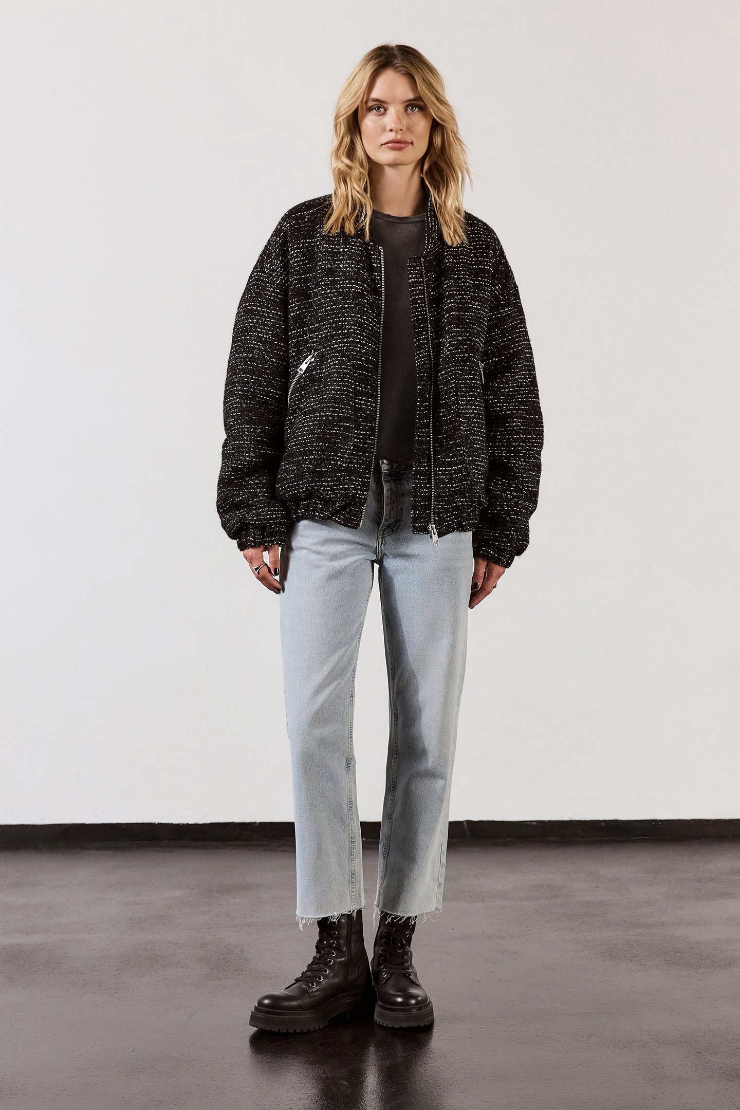 THE BLACK SPARKLY TWEED BOMBER JACKET 1