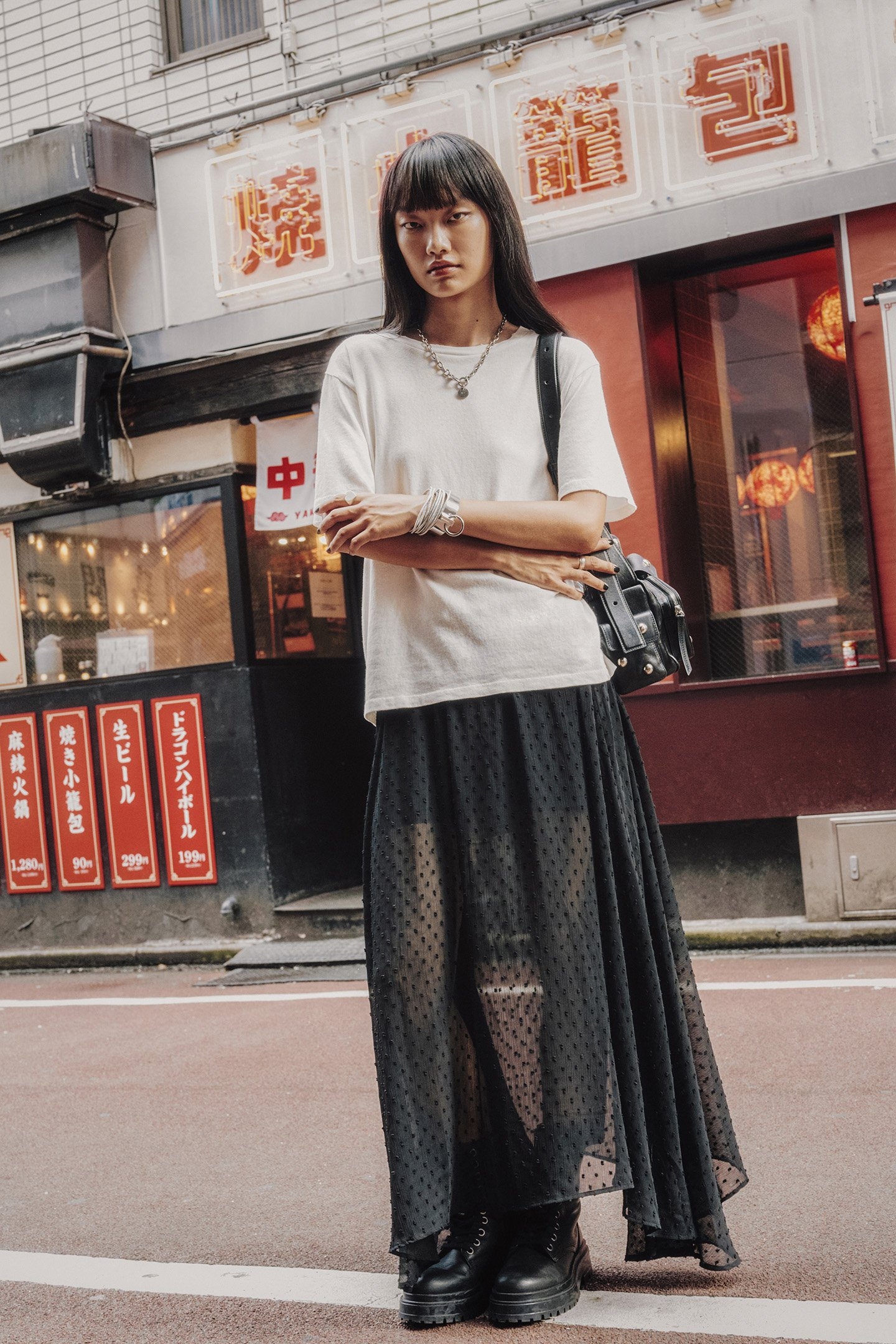 THE BLACK LONG RUFFLE SKIRT 2