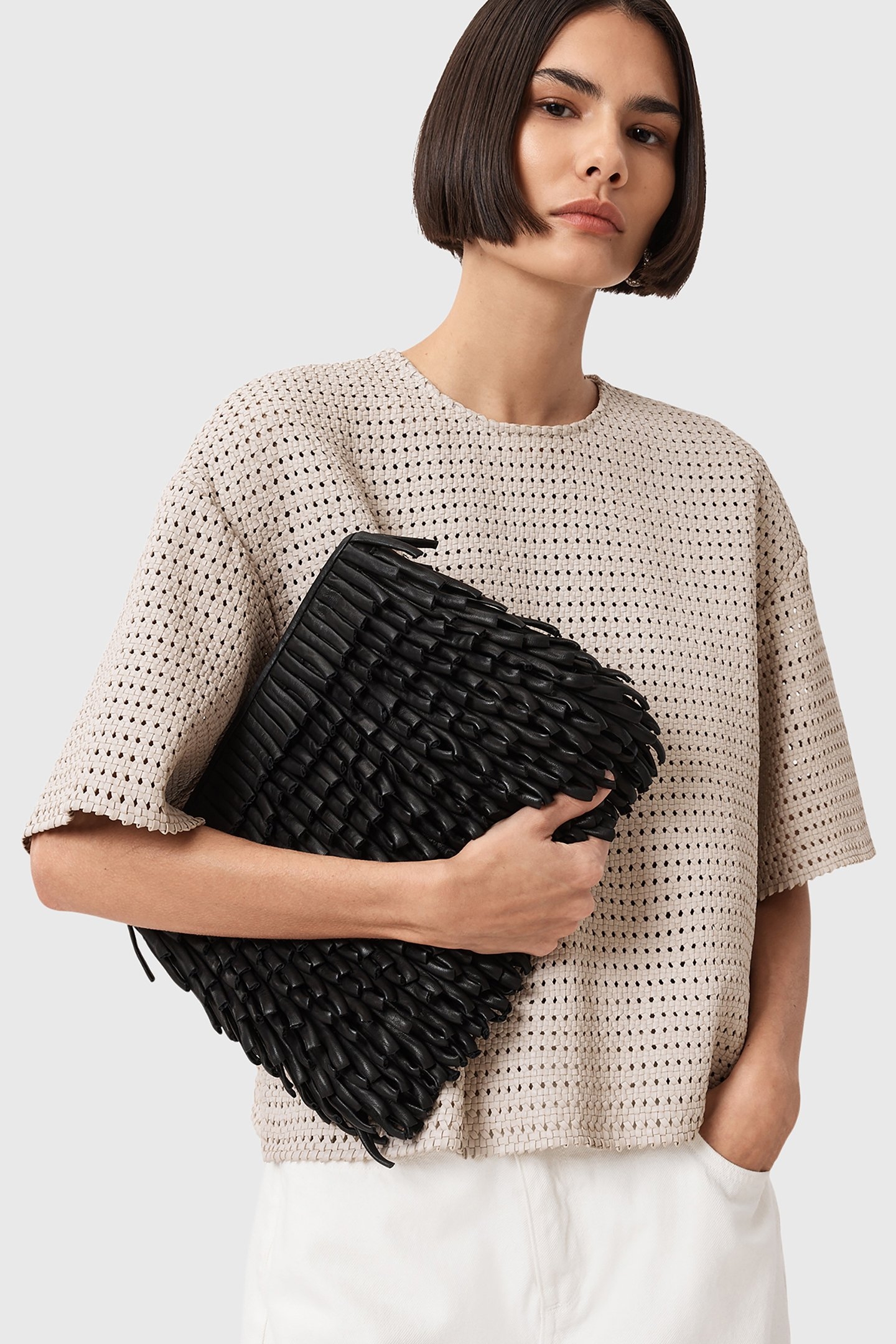 BETTINA FRNGE CLUTCH BLACK 1