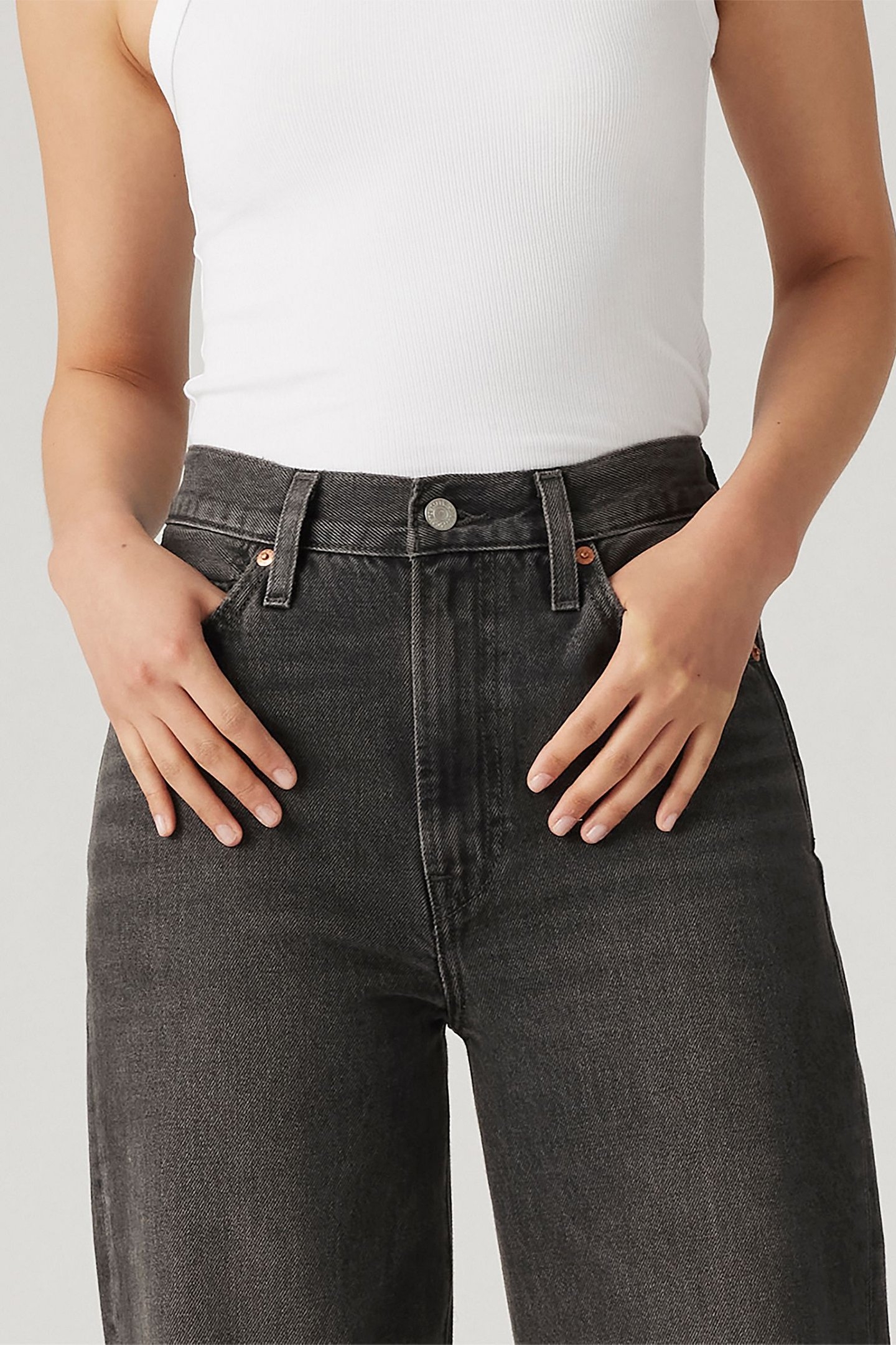 RIBCAGE WIDE LEG JEANS BLACK 8