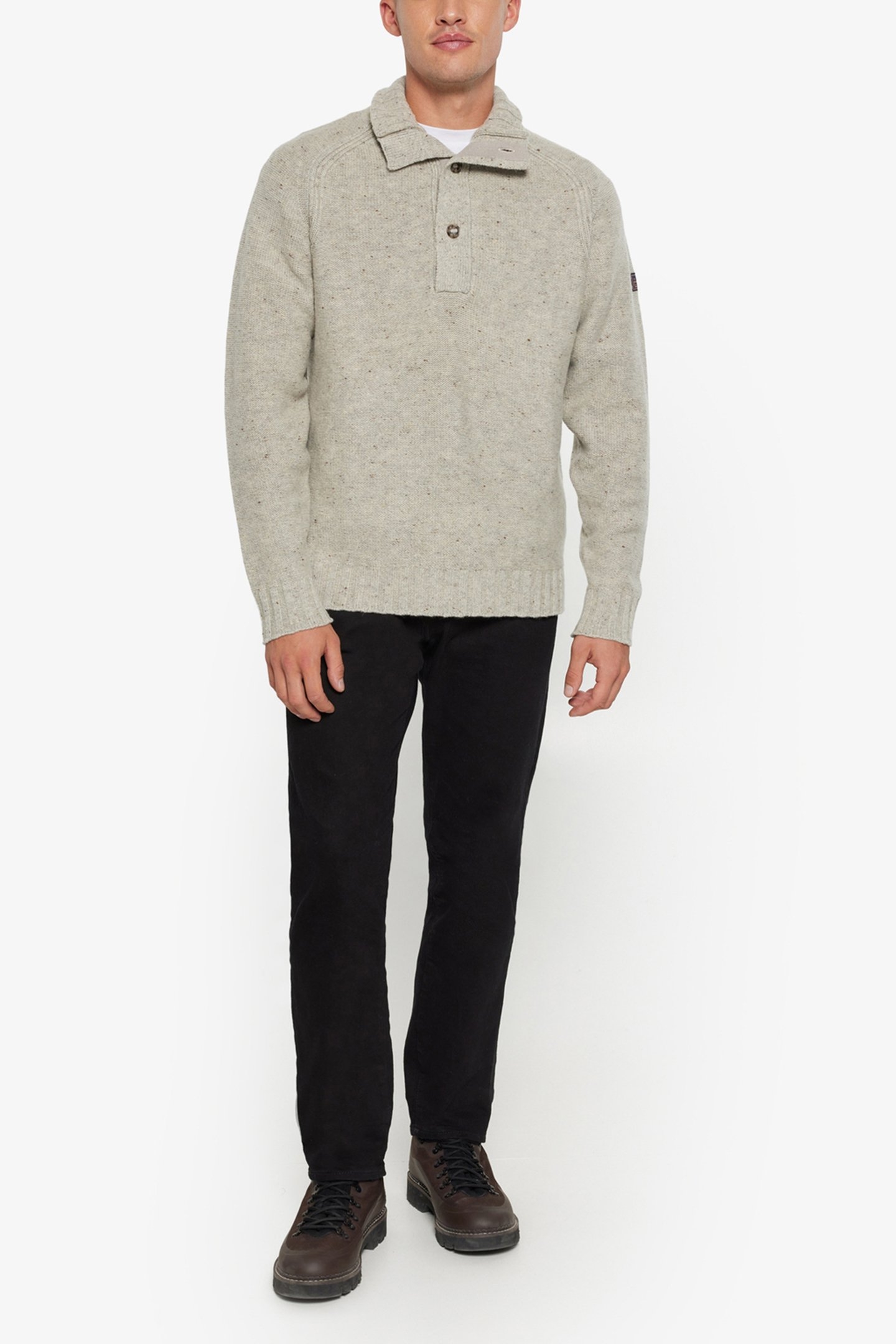 AMADEUSSI DONEGAL BUTTON KNIT OAK MELANGE 3