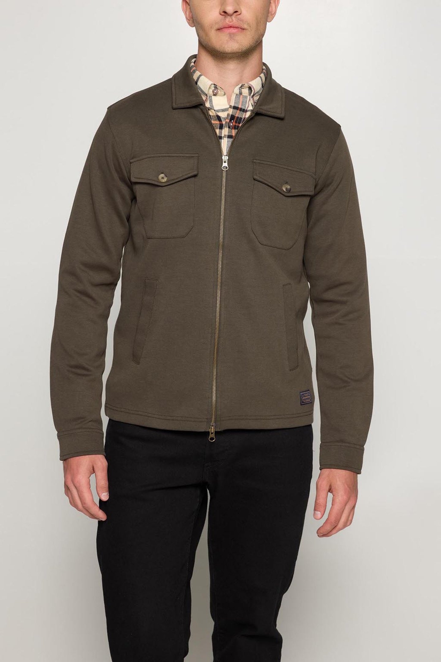 BERTLESI ZIP OVERSHIRT GREEN WOOD 1