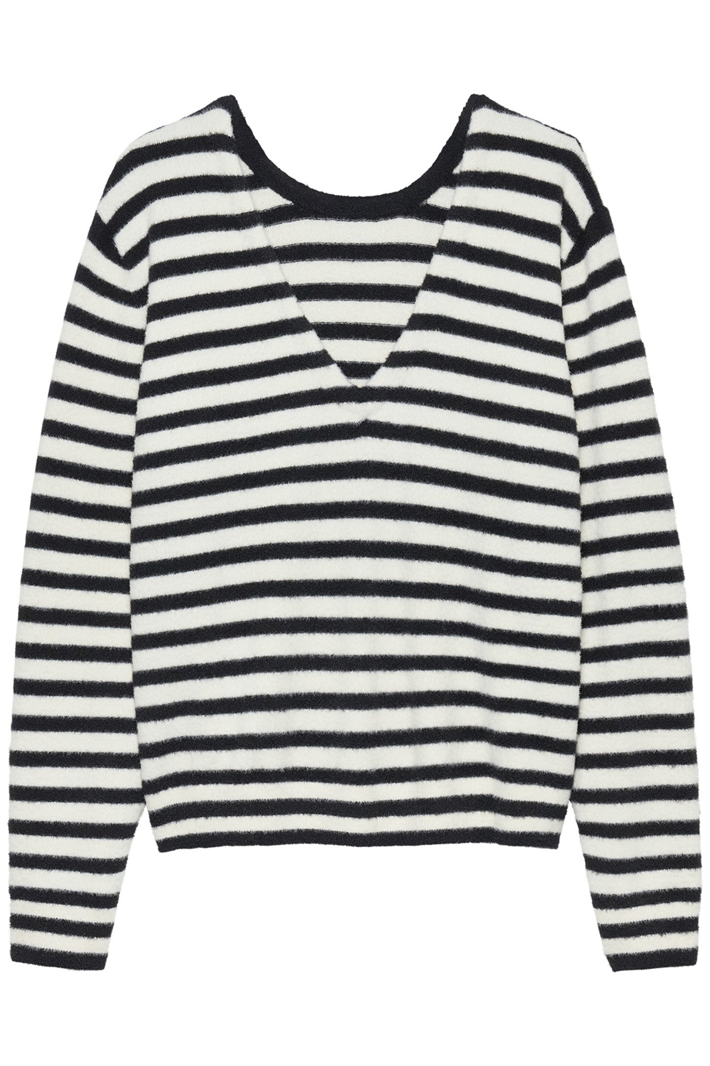 STRIPED SOFT KNIT WITH VNECK BLACK 4